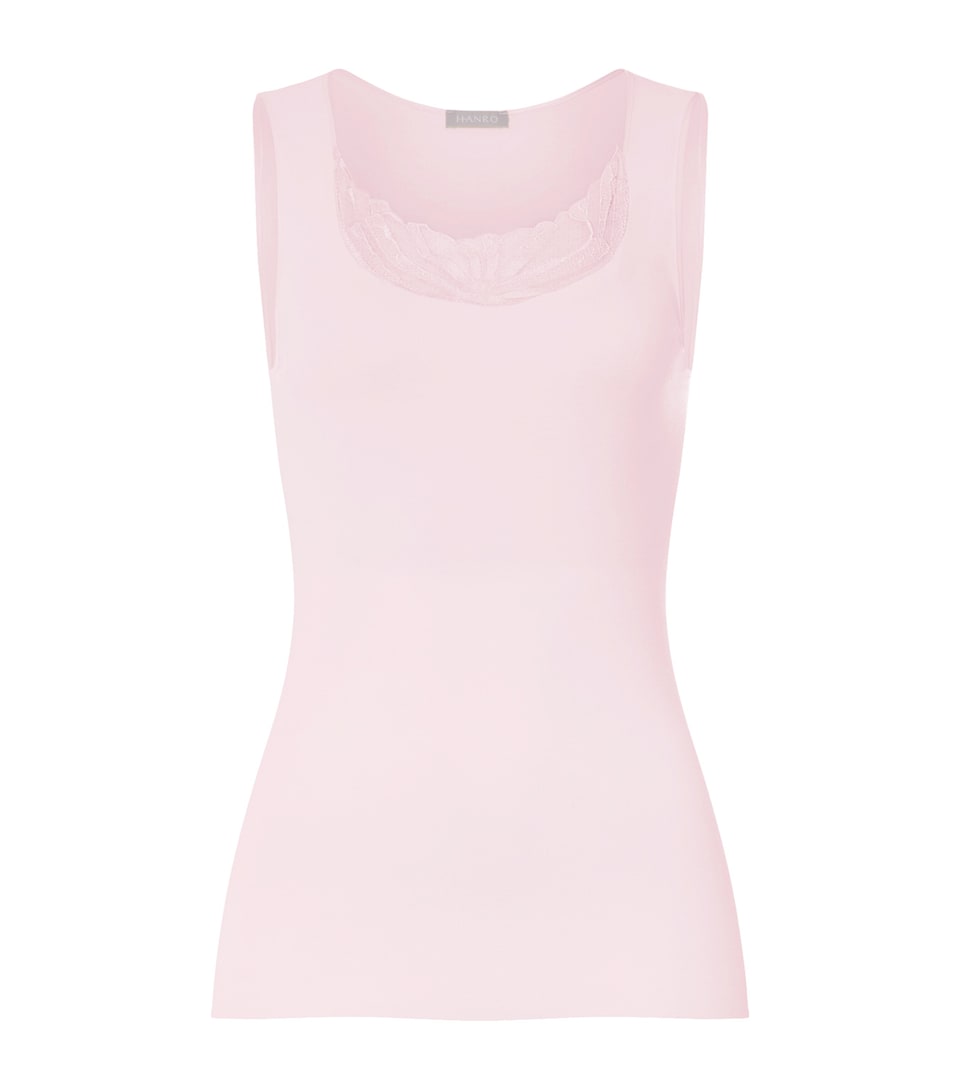 Hanro Womens Cotton Rosaria Tank Top Rose Bath