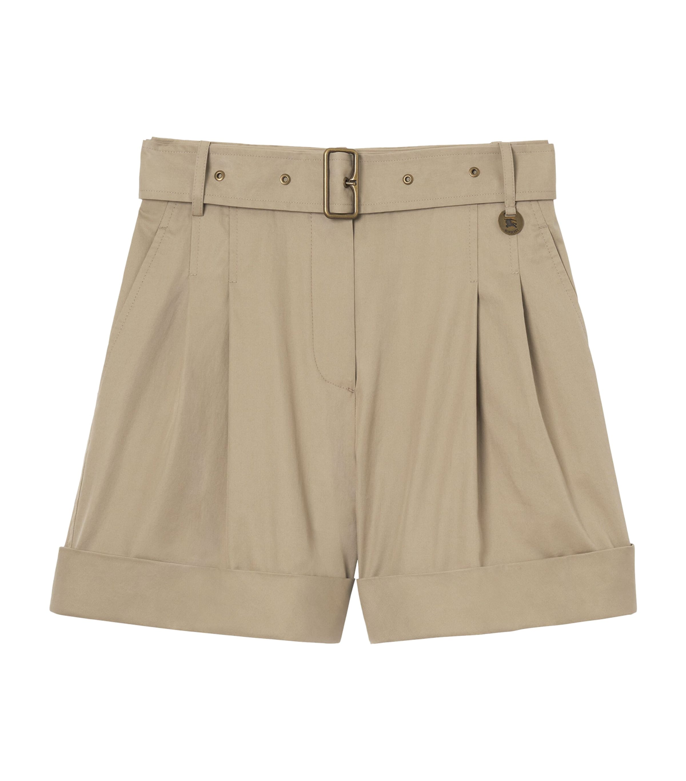 Burberry Womens Cotton Tropical Gabardine Shorts Saltmarsh Beige