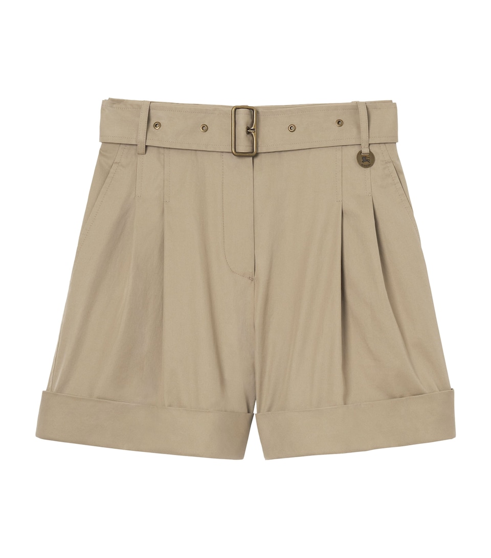 Burberry Womens Cotton Tropical Gabardine Shorts Saltmarsh Beige