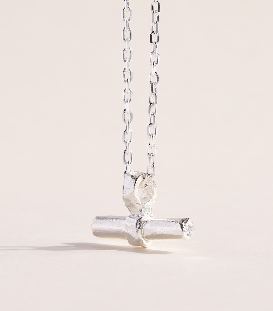 THE OUZE Sterling Silver T-Bar Necklace Silver