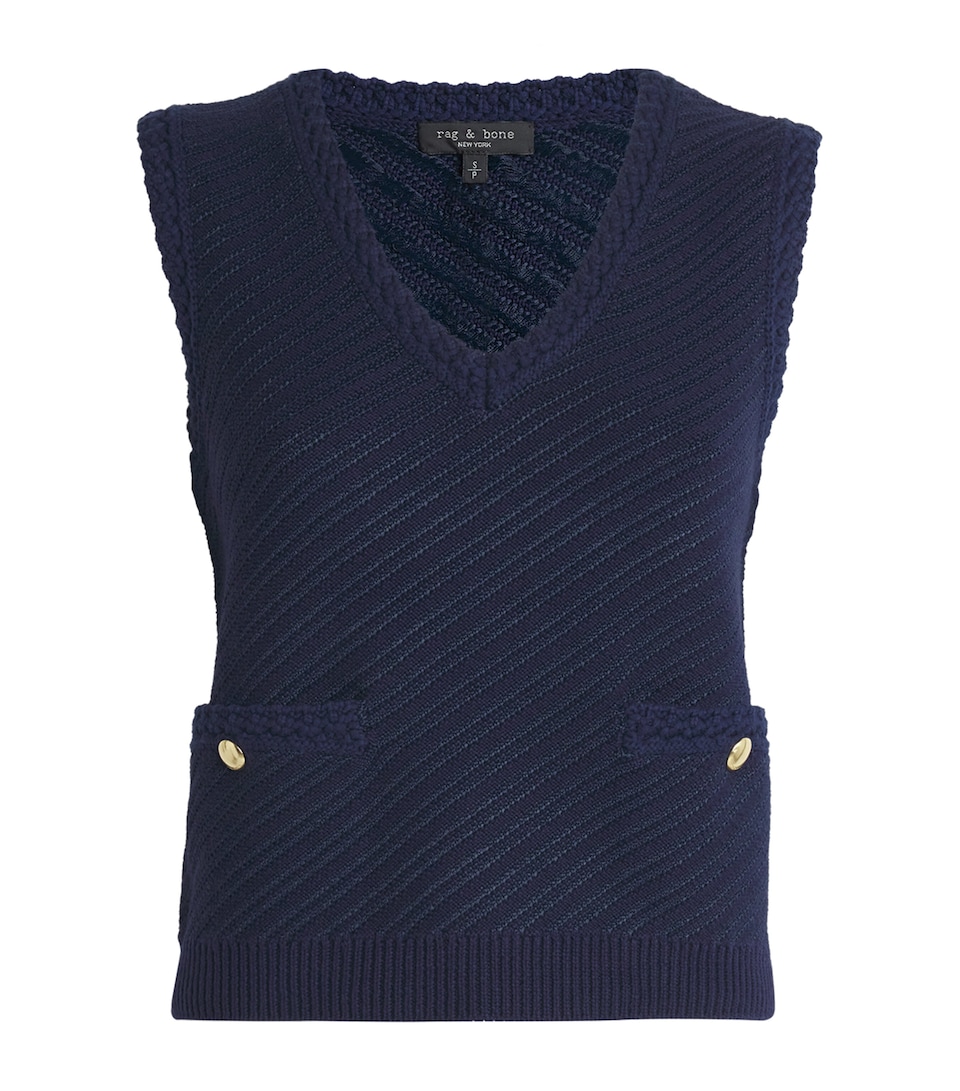 Cotton-Blend V-Neck Claire Vest