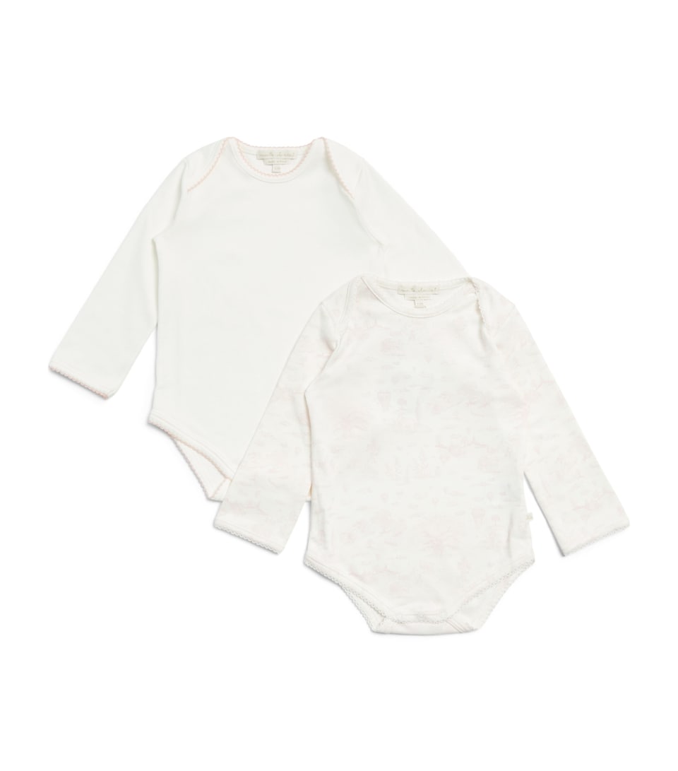 Marie-Chantal Set of 2 Cotton Toile de Jouy Dusty Bodysuits (0-18 Months) Mc Pink