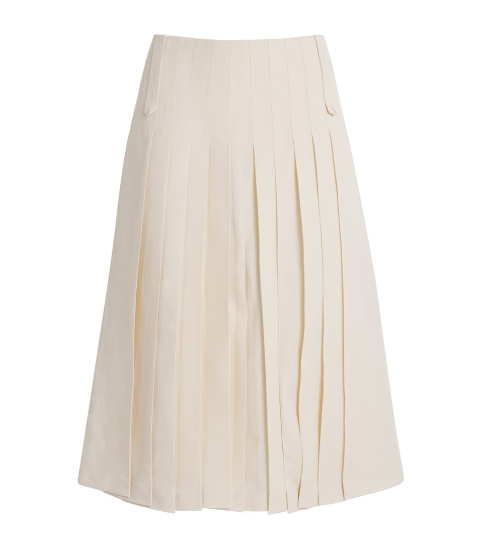 Tory Burch Womens Pleated Midi Skirt Cream