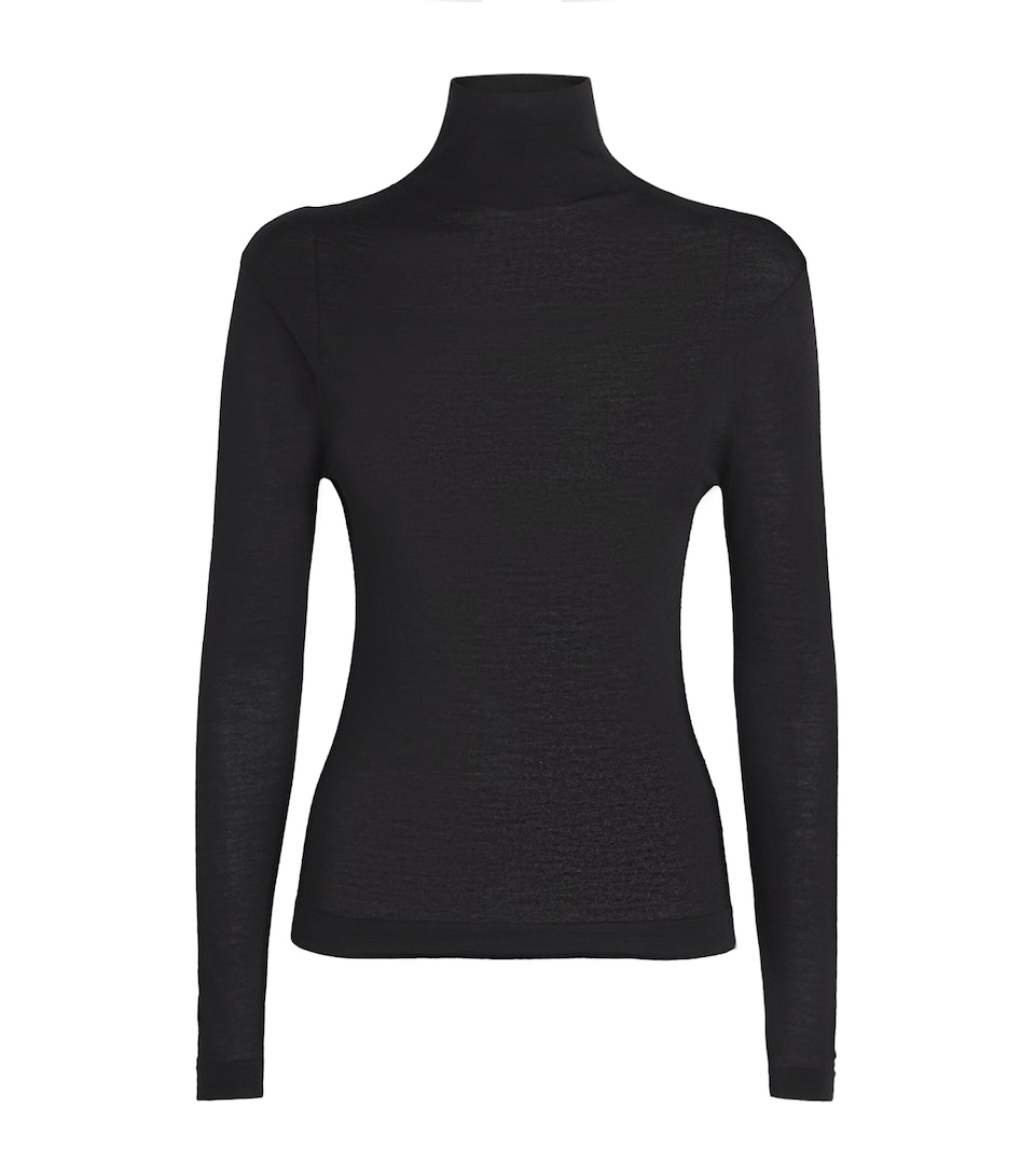 Colombo Womens Ultra-Fine Kid Cashmere Rollneck Sweater Black