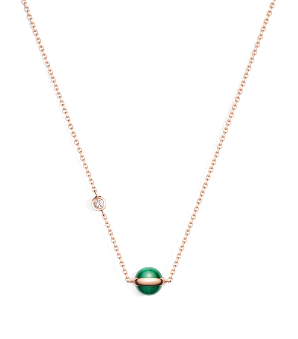 Piaget Rose Gold, Diamond and Malachite Possession Pendant Necklace Green