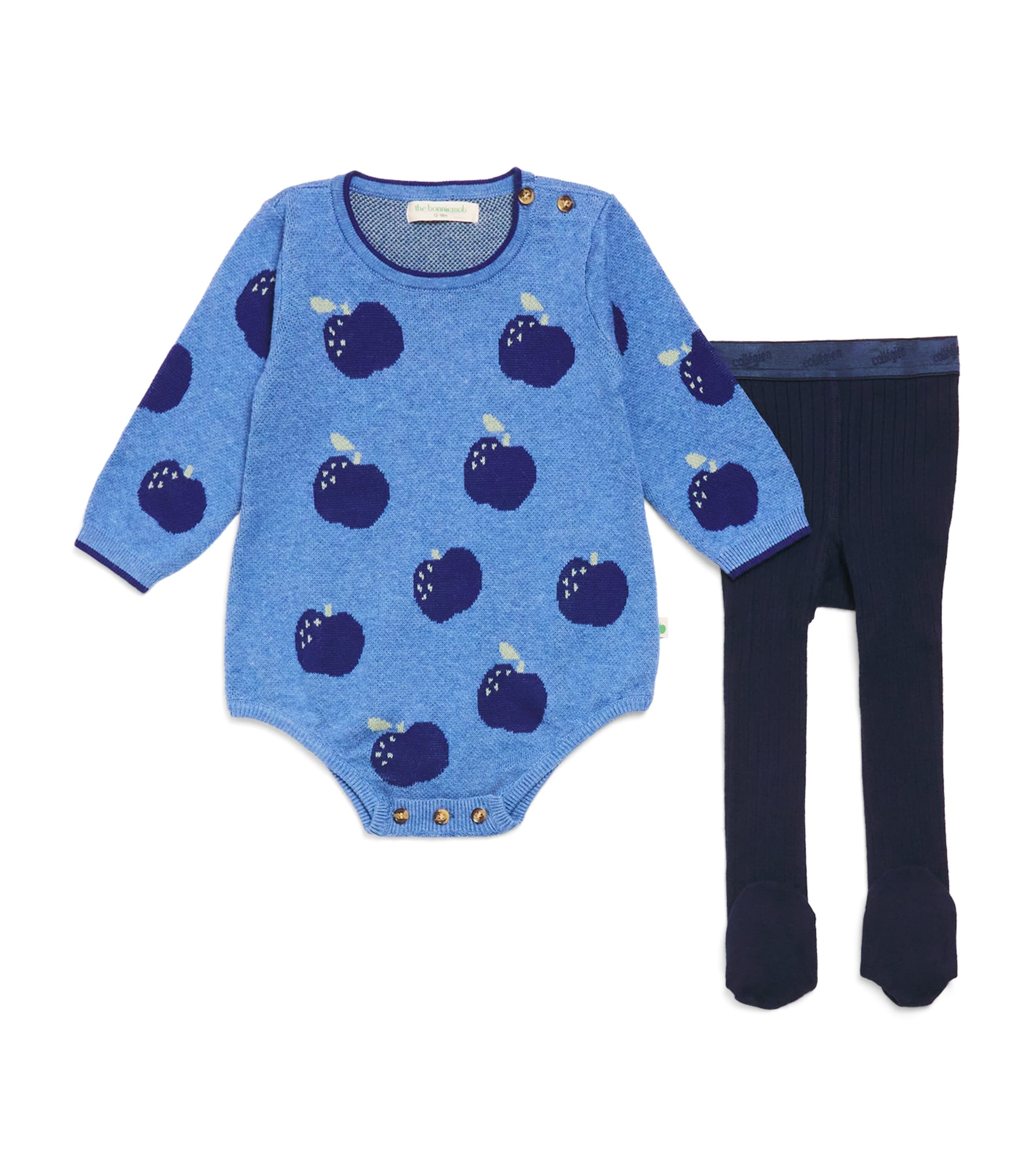 the bonnie mob x Collegien Bodysuit and Tights Set (0-24 Months) Dusty Blue