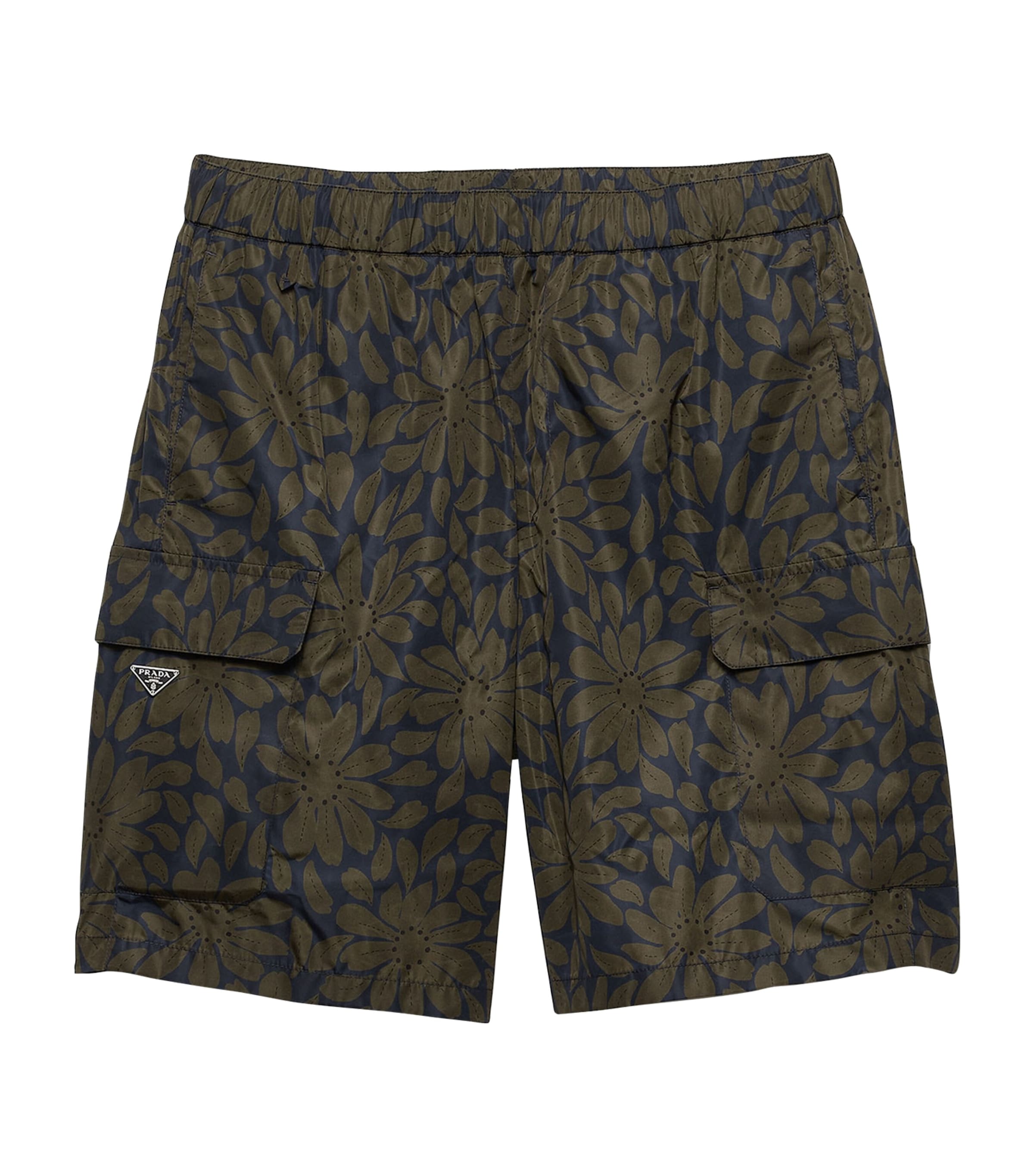 Prada Mens Re-Nylon Floral Swim Shorts