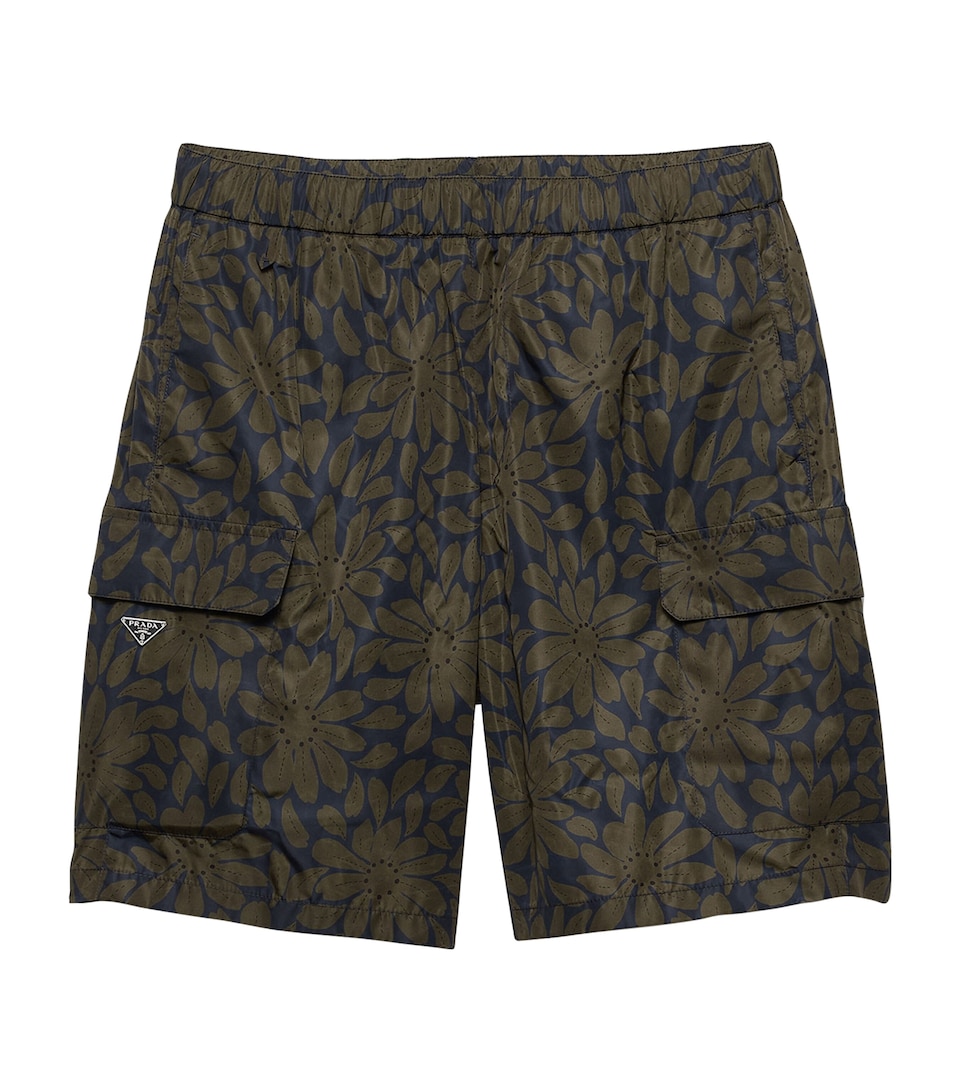 Prada Mens Re-Nylon Floral Swim Shorts