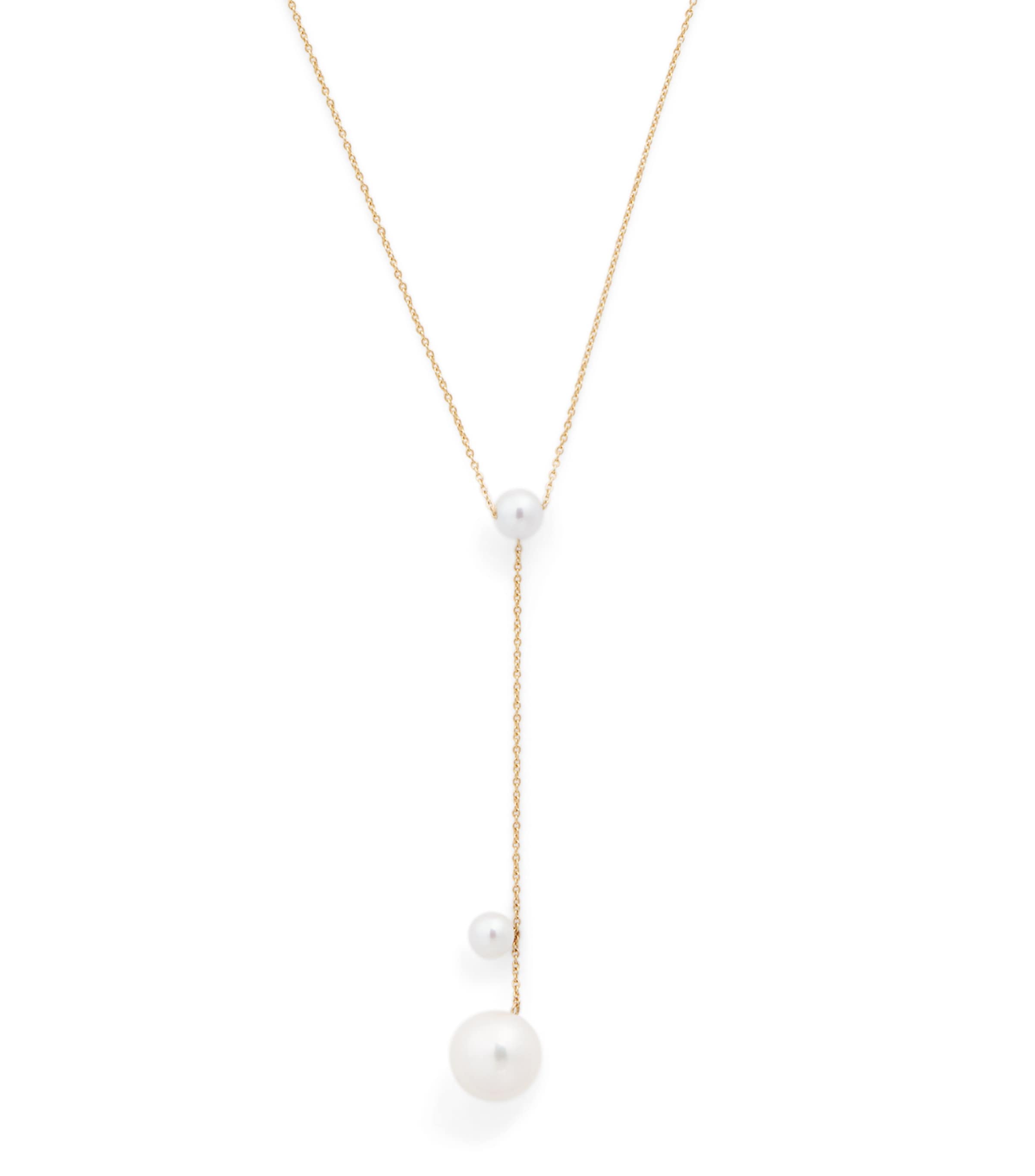 Yellow Gold and Pearl Trois Moon Necklace