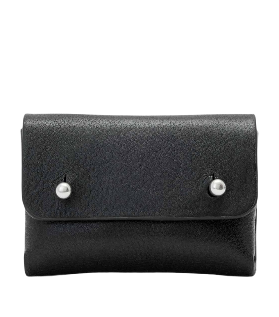 AllSaints Leather Stud Card Case Black