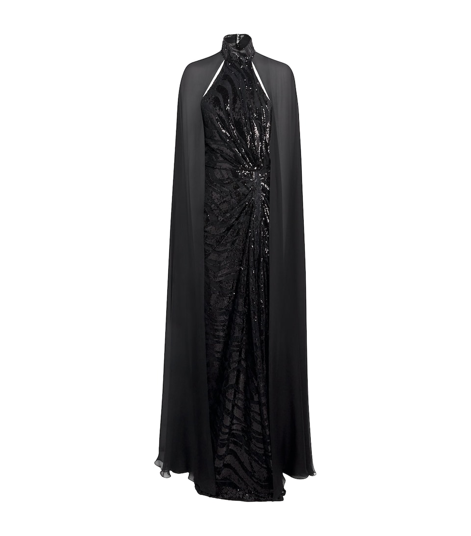 Sequinned Cape Gown