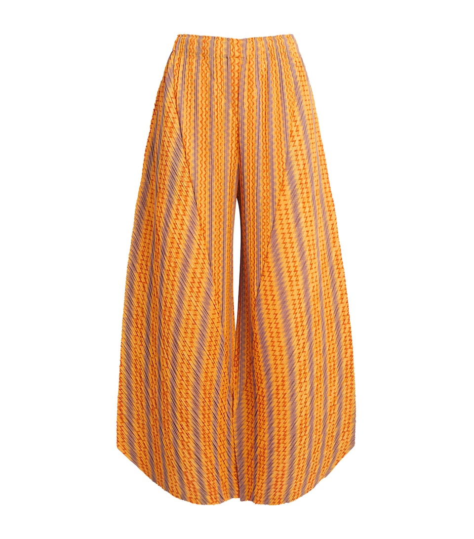Pleats Please Issey Miyake Womens Cotton-Blend Zigzag Trousers Yellow Orange