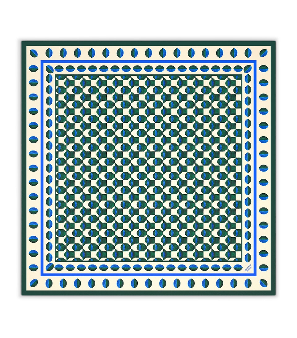 Weekend Max Mara Silk Geometric Print Scarf Dark Green