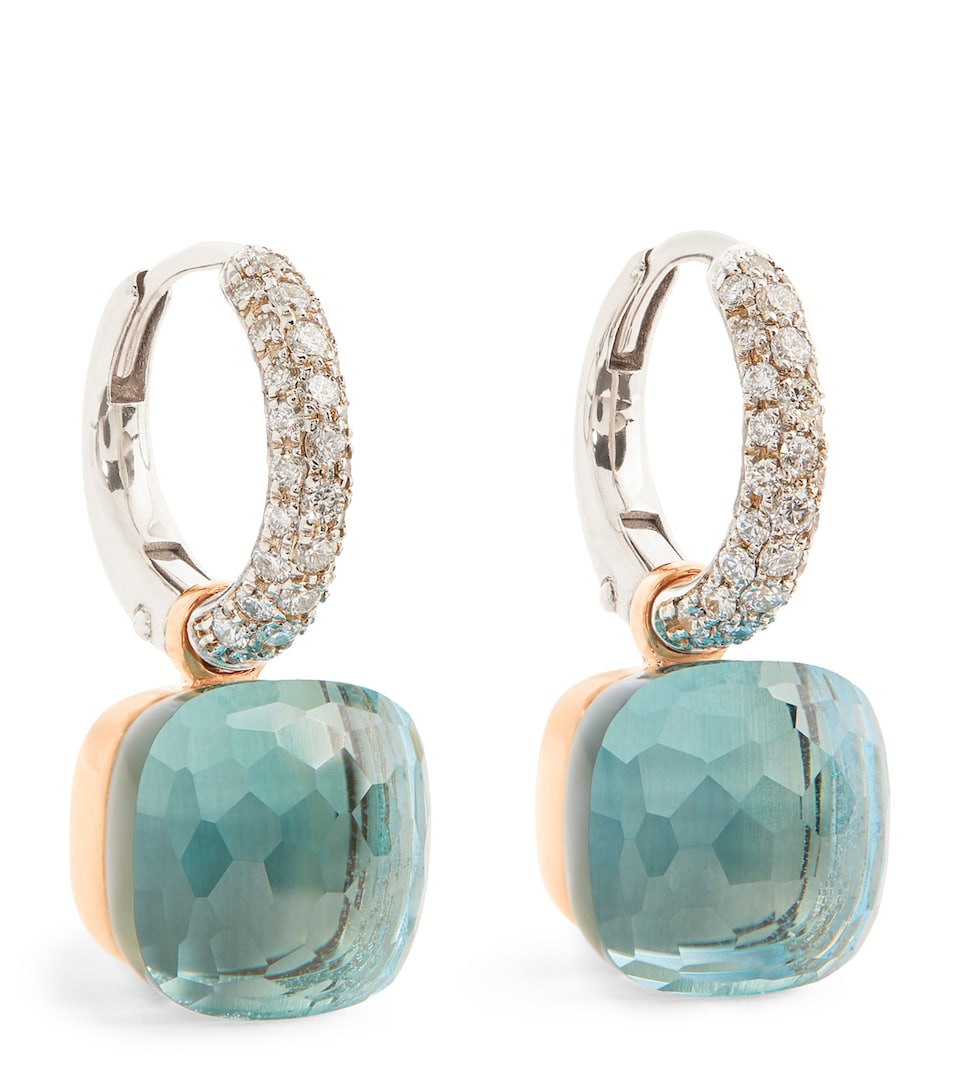 Pomellato Rose Gold, Diamond and Topaz Nudo Earrings