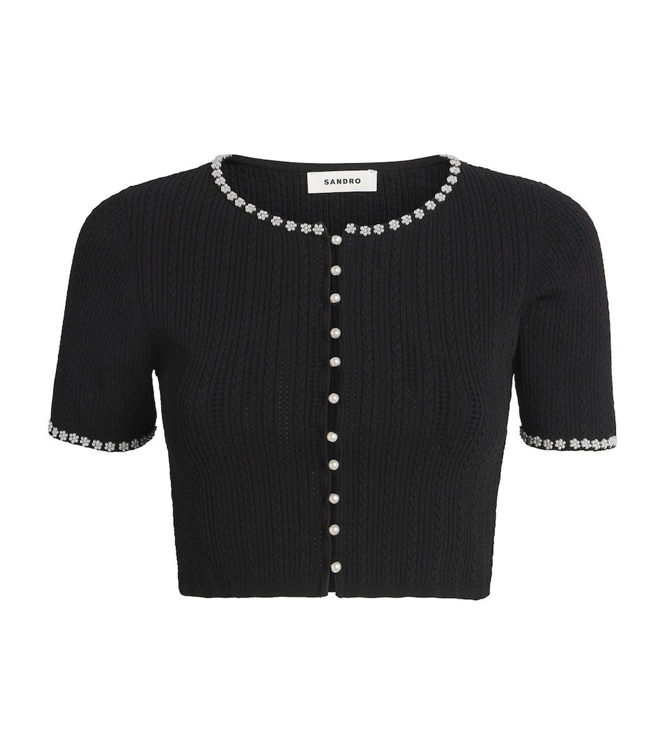 Cropped Beaded Cardigan