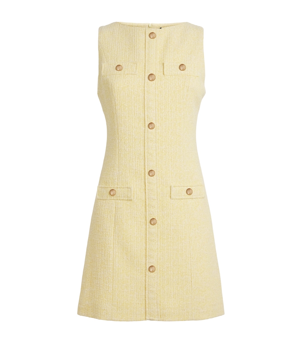 Maje Womens Tweed Tailored Mini Dress Pale Yellow