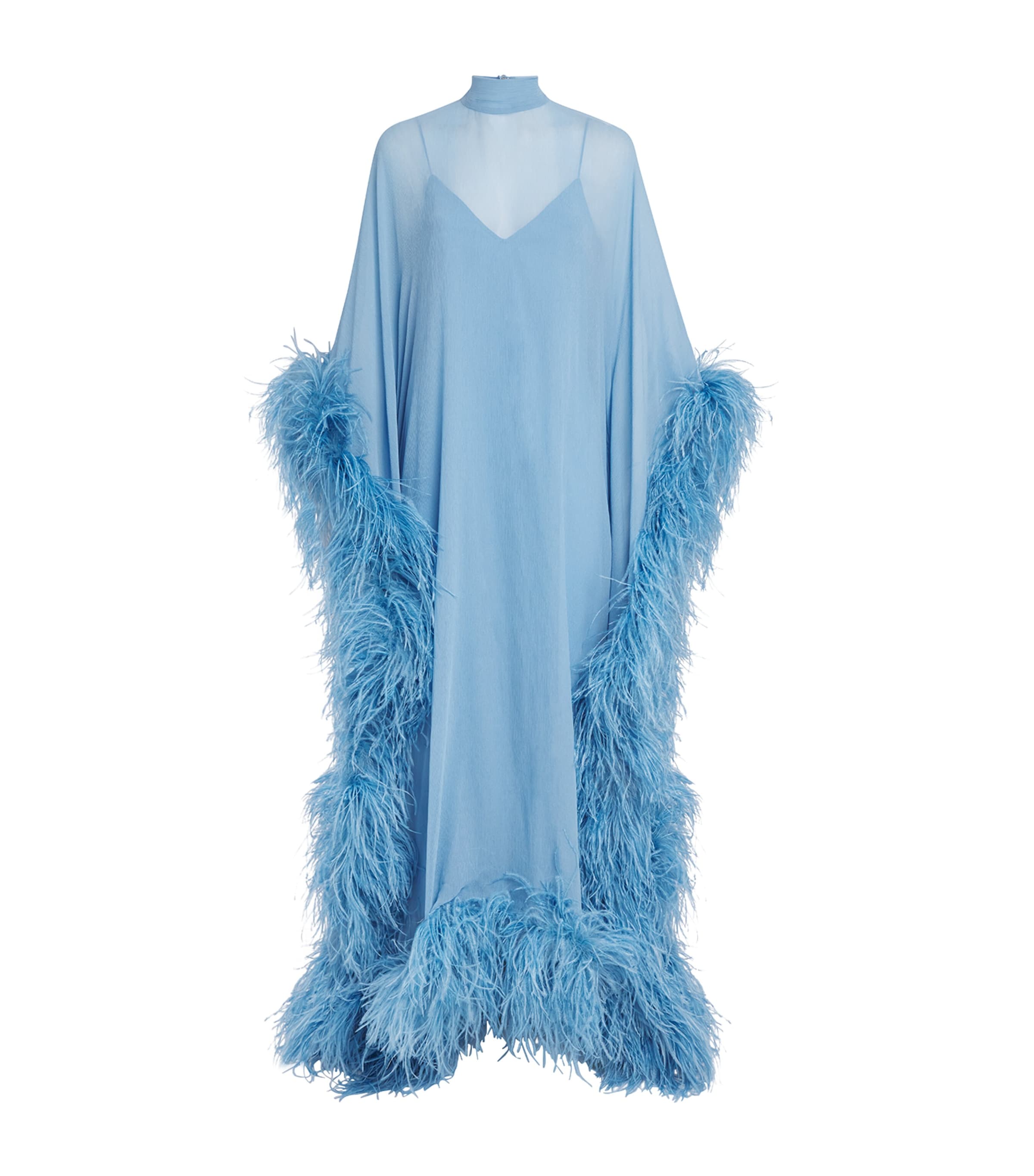 Taller Marmo Womens Silk Casta Spirito Kaftan Maxi Dress Powder Blue