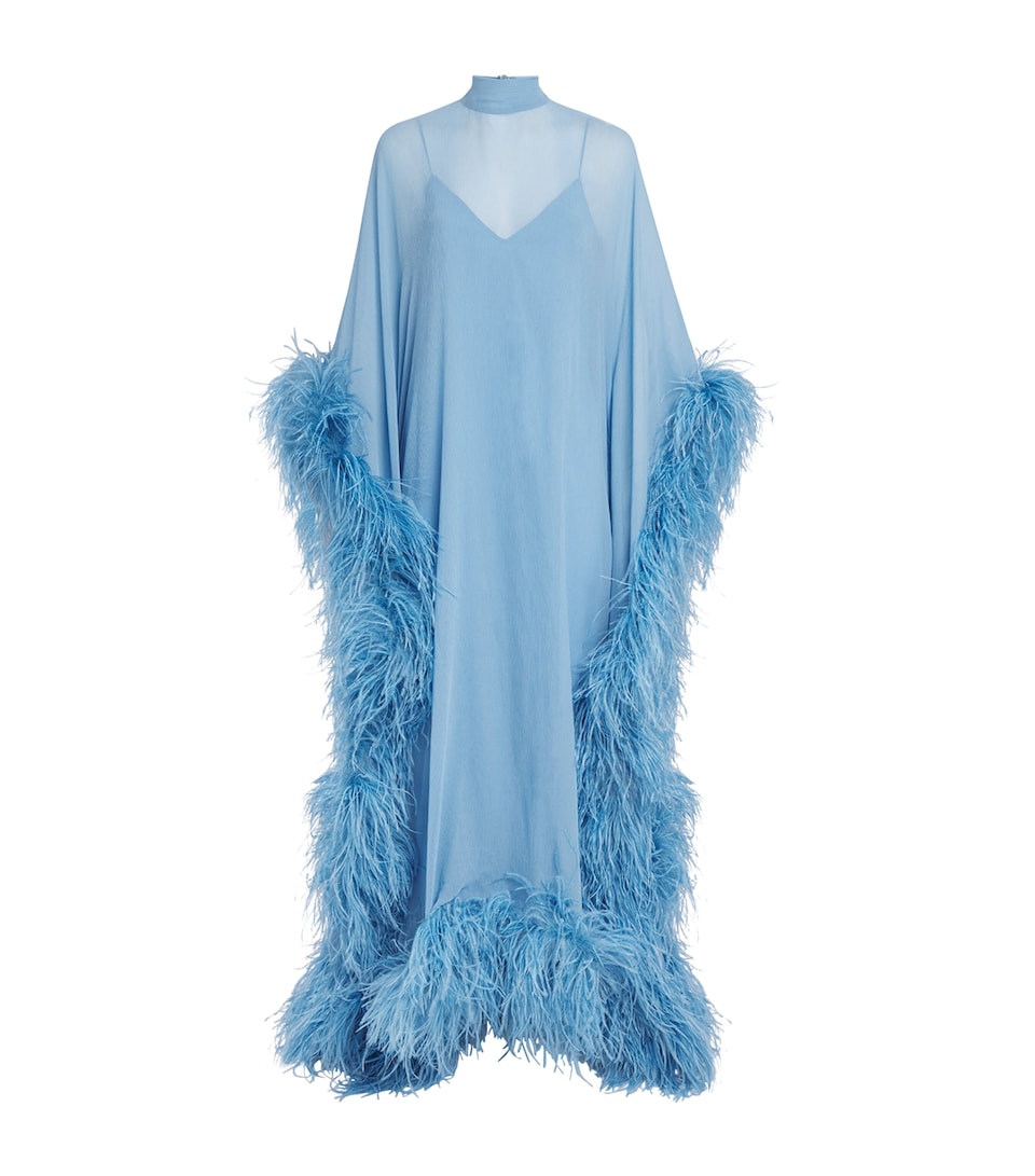 Taller Marmo Womens Silk Casta Spirito Kaftan Maxi Dress Powder Blue