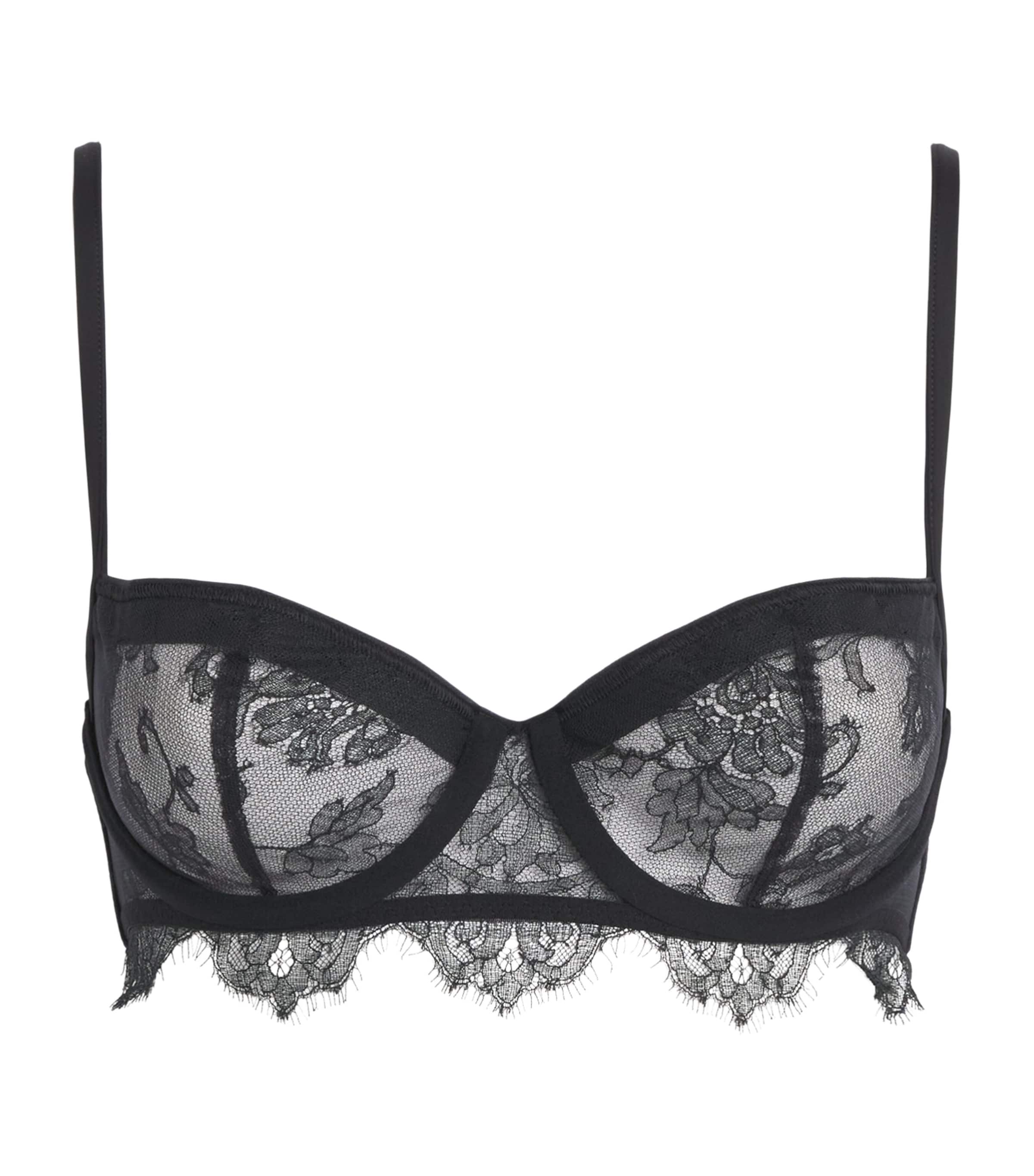Chantelle Womens Lace Shadow Half-Cup Bra Black
