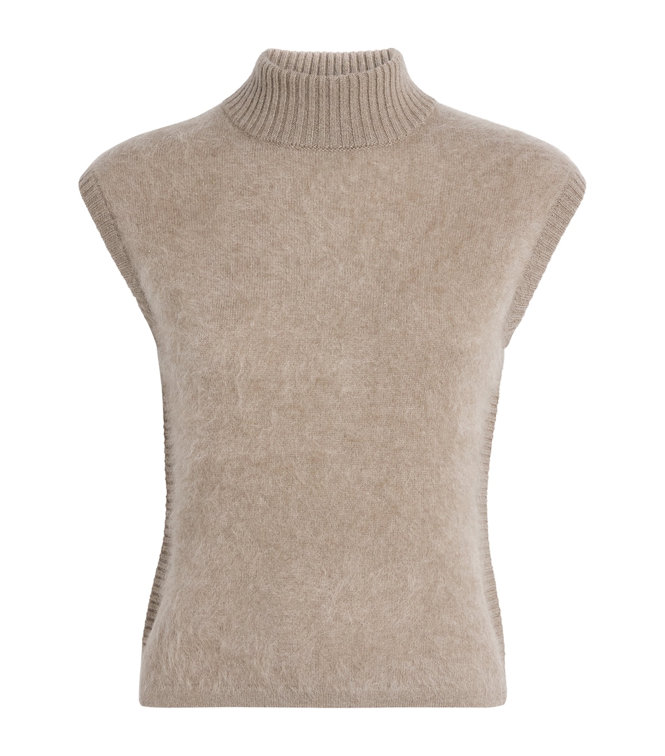 Toccin Womens Cashmere Sabina Top Taupe Melange