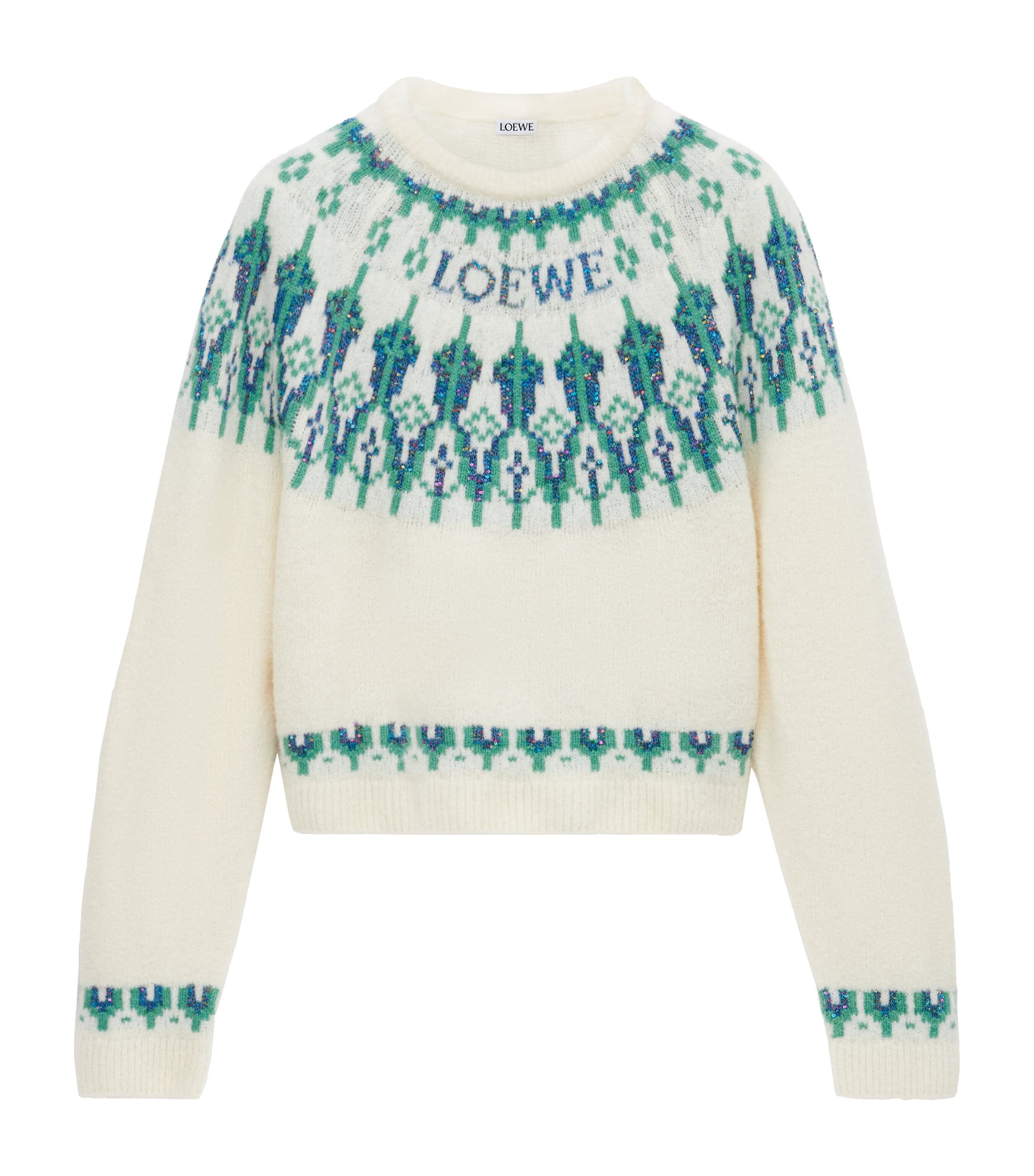 Sequinned Wool-Blend Fair Isle Sweater
