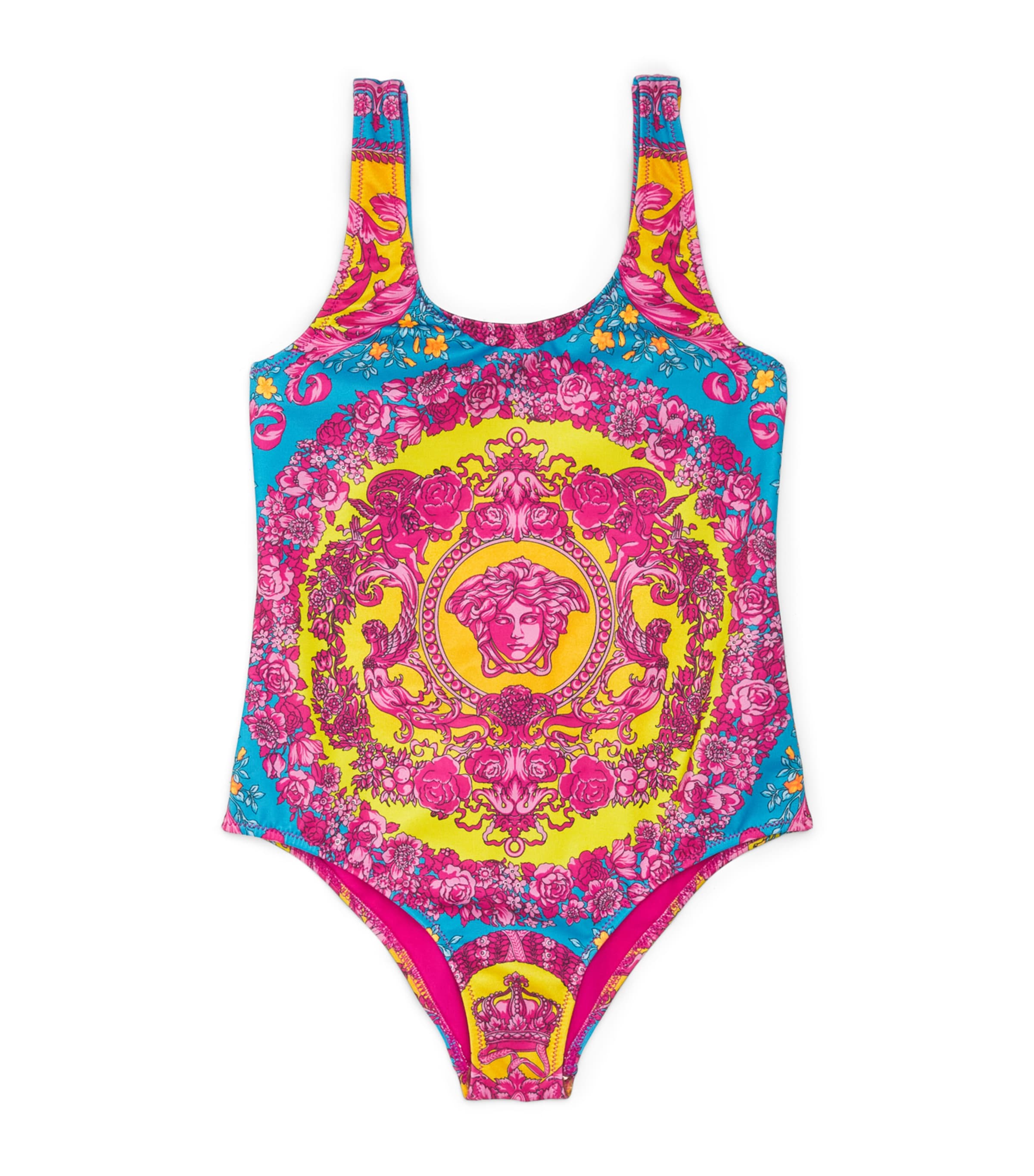 Versace Kids Electric Barocco Print Swimsuit (12 Months-5 Years) Pnk+btfly Bl