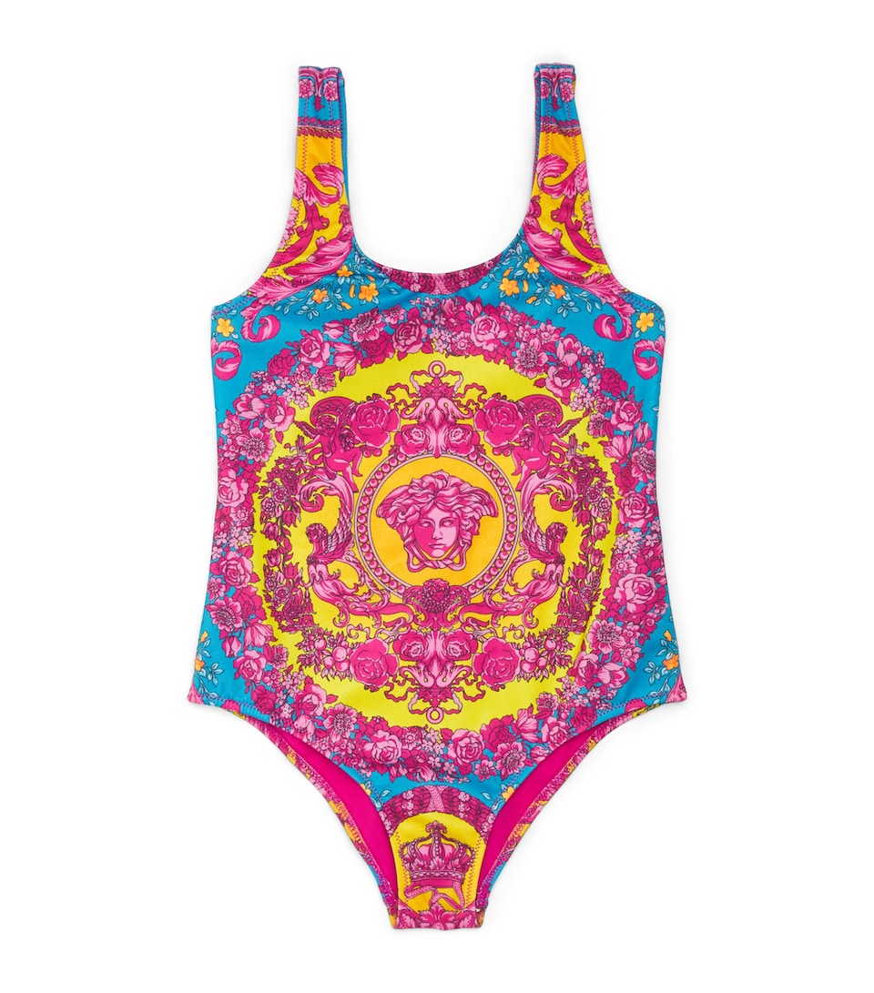 Versace Kids Electric Barocco Print Swimsuit (12 Months-5 Years) Pnk+btfly Bl