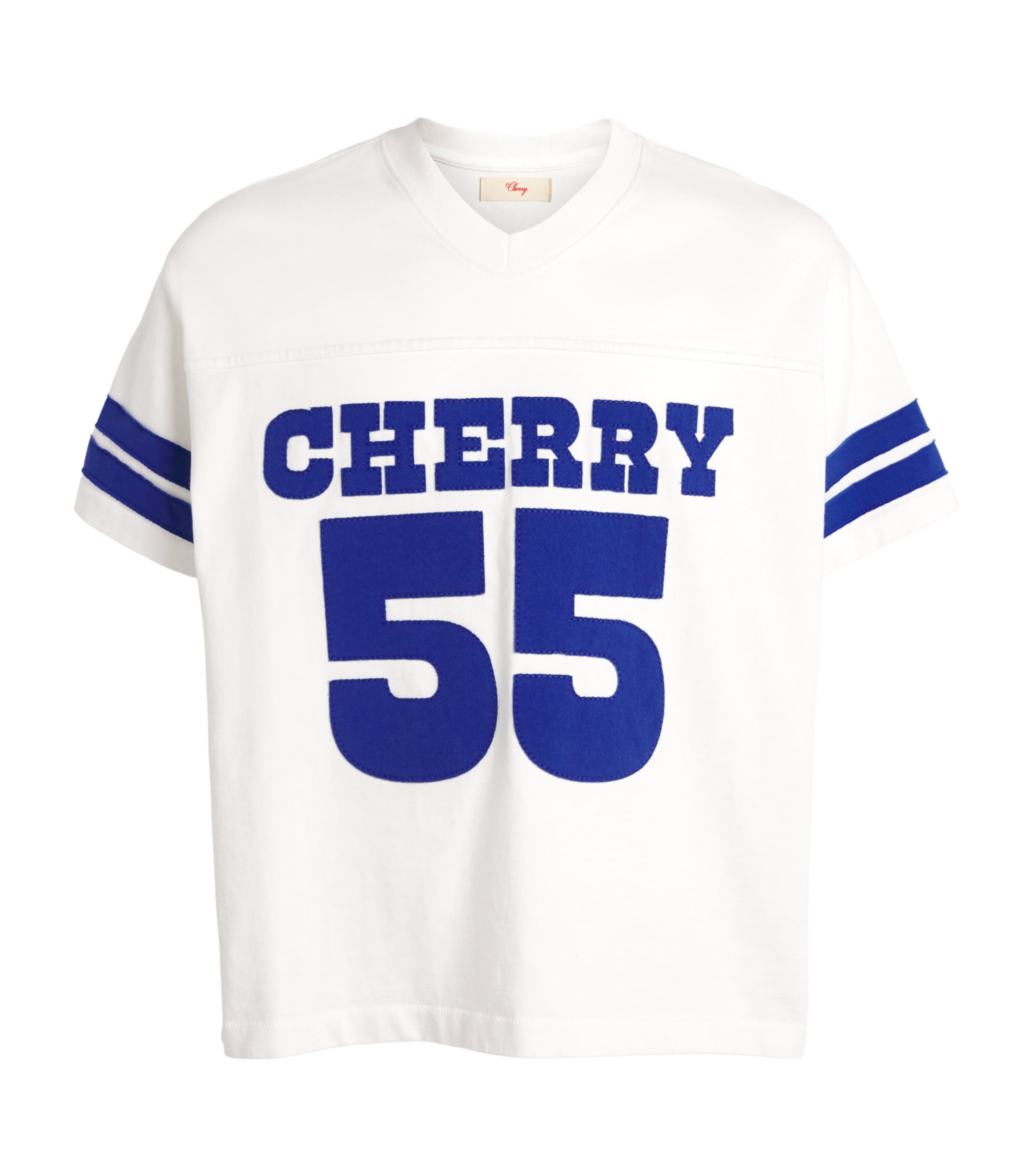 Cherry Los Angeles Mens Appliqué Football Jersey T-Shirt Vintage White