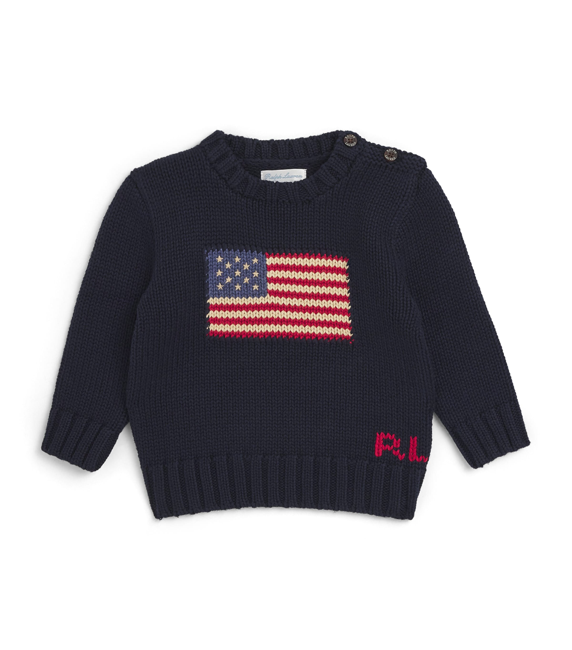 Ralph Lauren Kids Cotton American Flag Sweater (3-24 Months) Hunter Navy