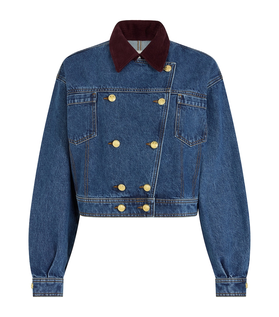 Corduroy-Collar Denim Jacket