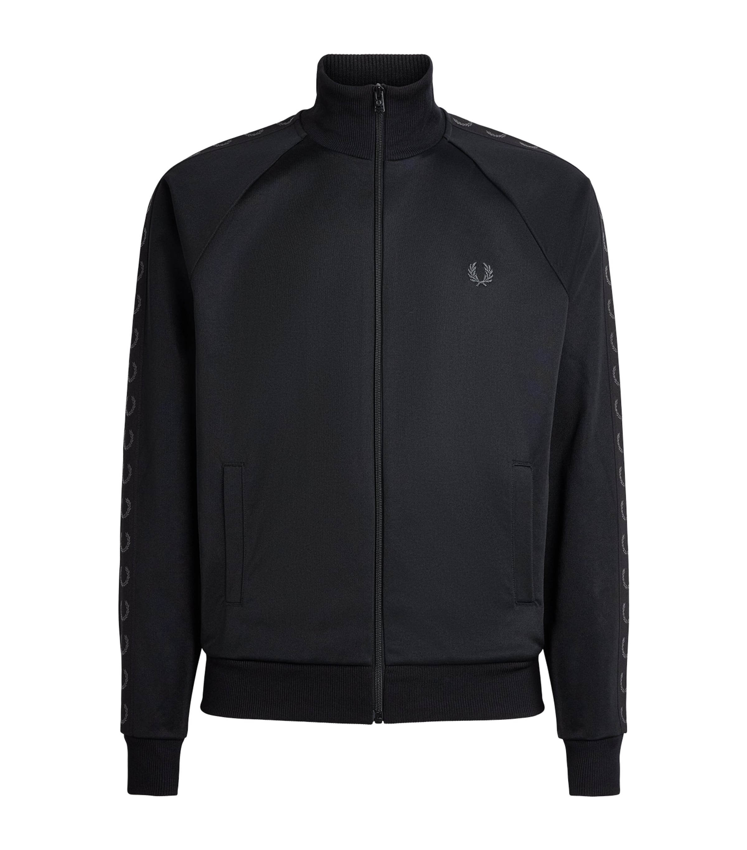 Fred Perry Mens Contrast-Tape Track Jacket Black