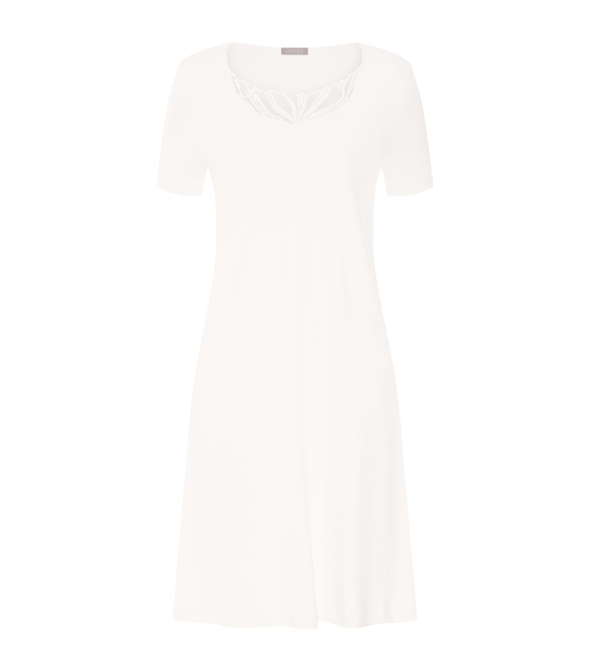 Hanro Womens Cotton Short-Sleeve Rosaria Nightdress Off White