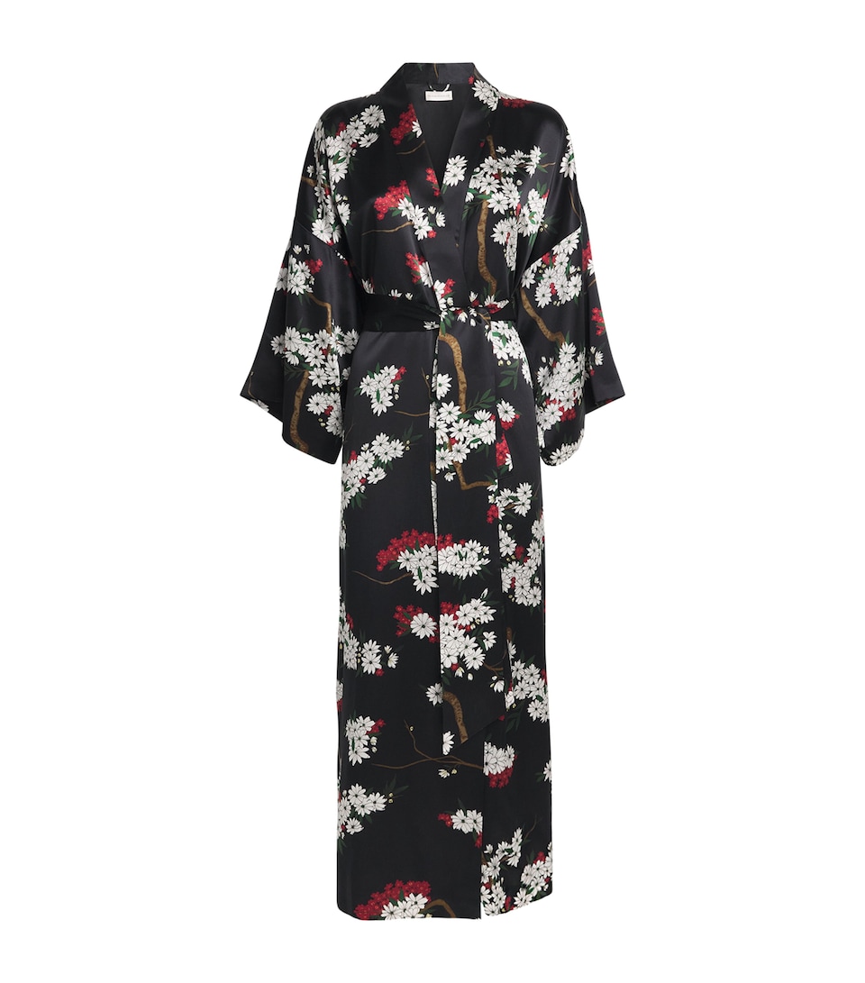 Olivia von Halle Womens Silk Floral Queenie Night Robe Rene