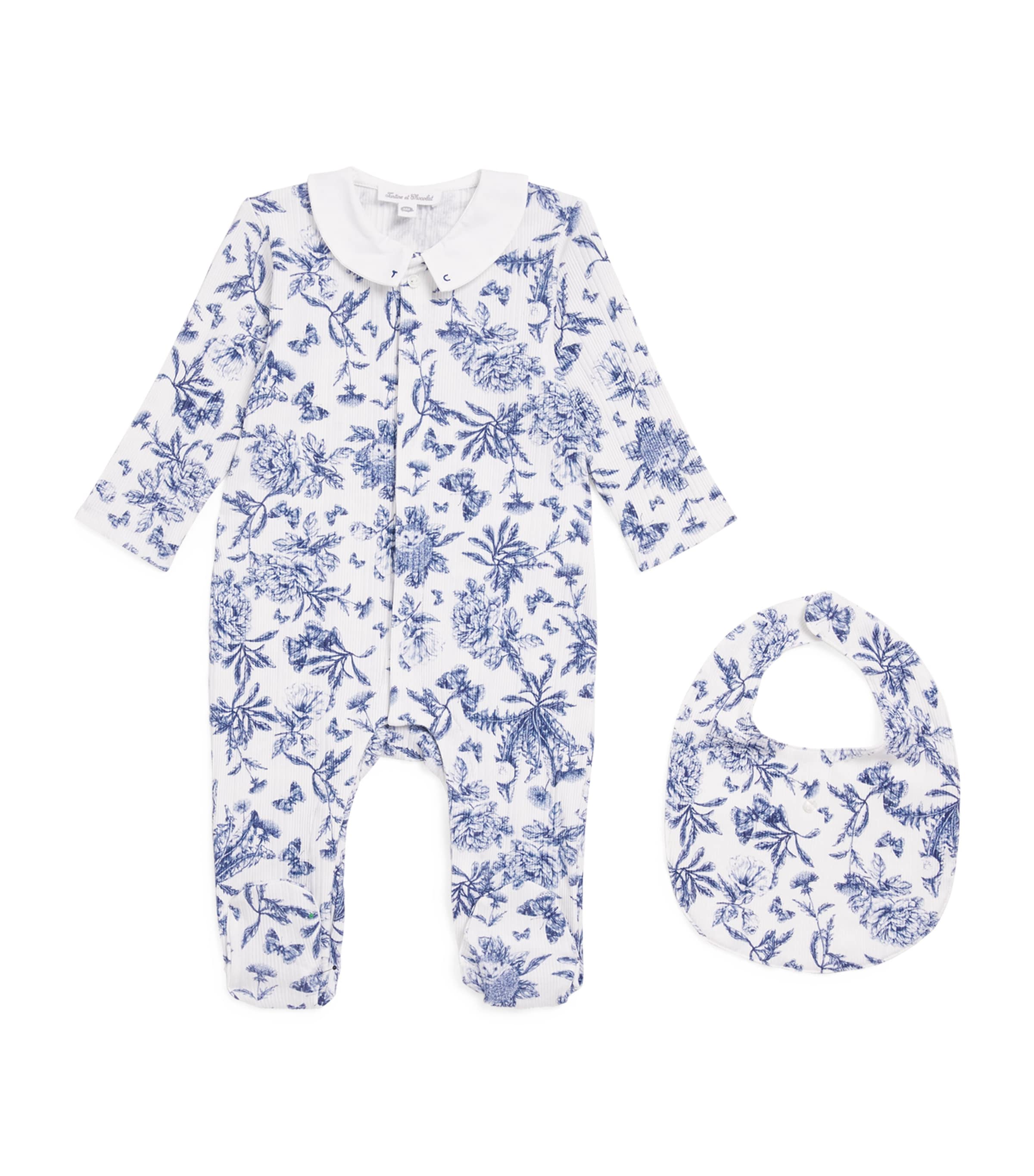 Tartine et Chocolat Toile de Jouy All-In-One and Bib Set (0-24 Months)
