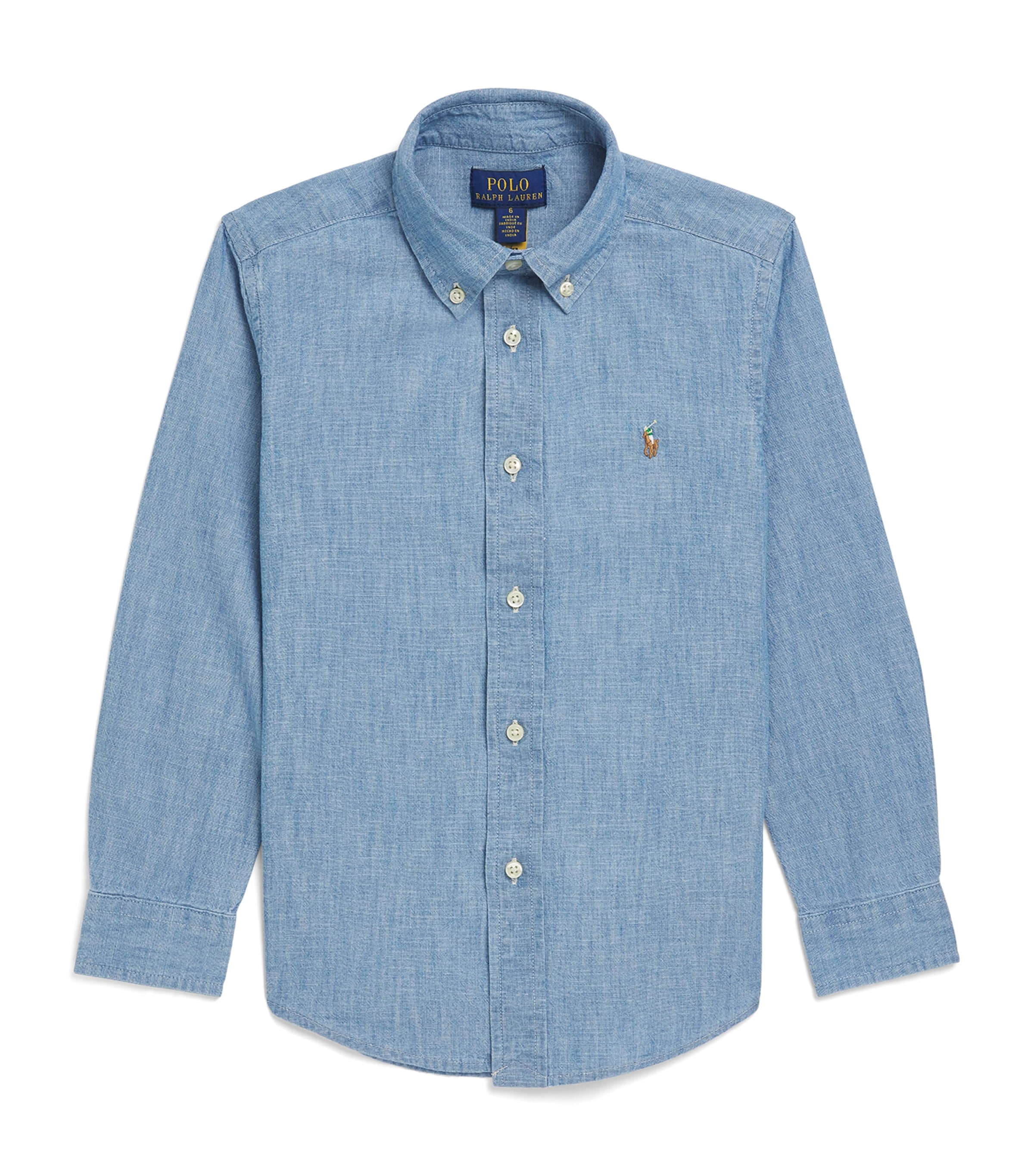 Ralph Lauren Kids Denim Polo Pony Shirt (2-7 Years) Lt Blue