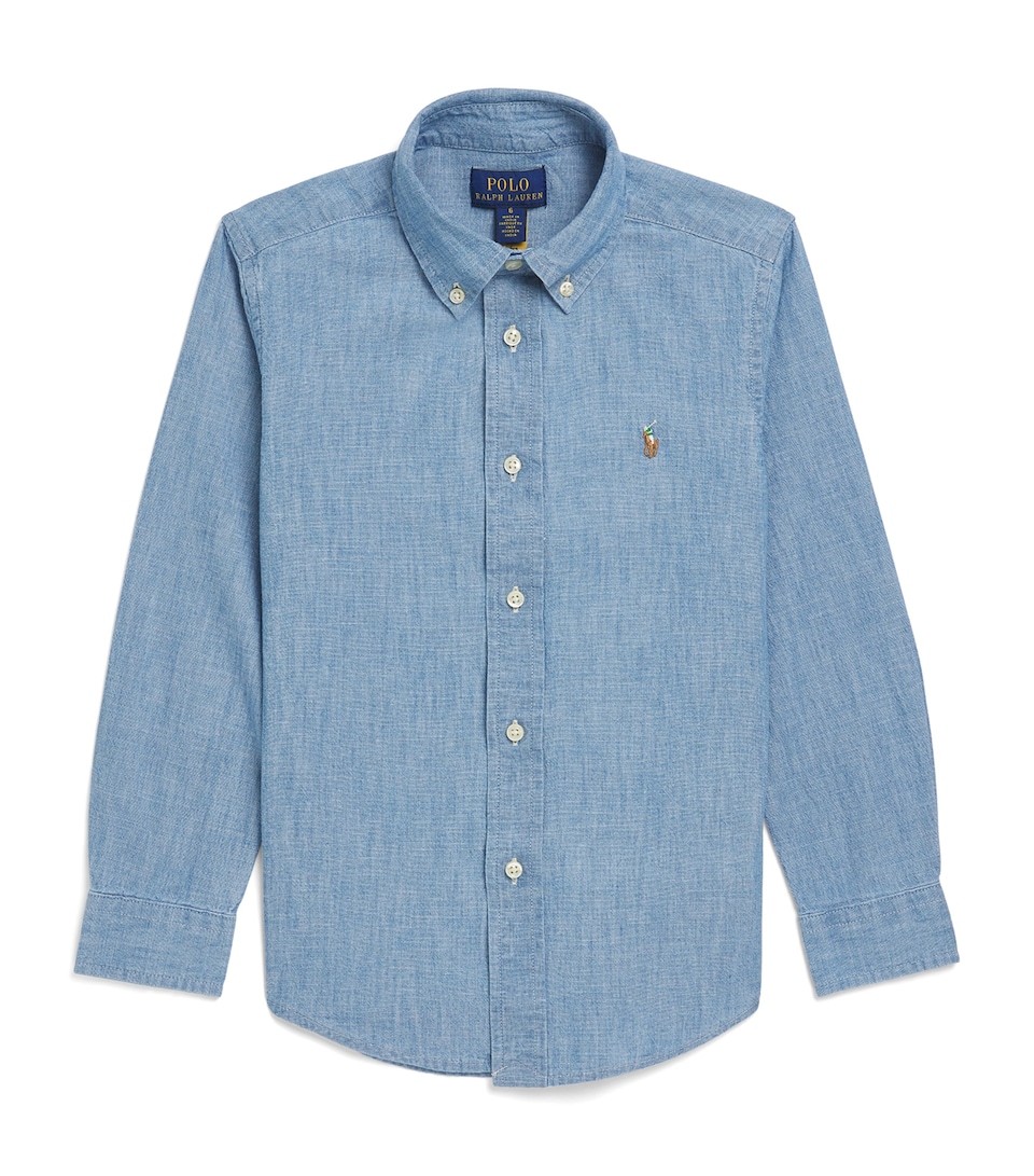 Ralph Lauren Kids Denim Polo Pony Shirt (2-7 Years) Lt Blue