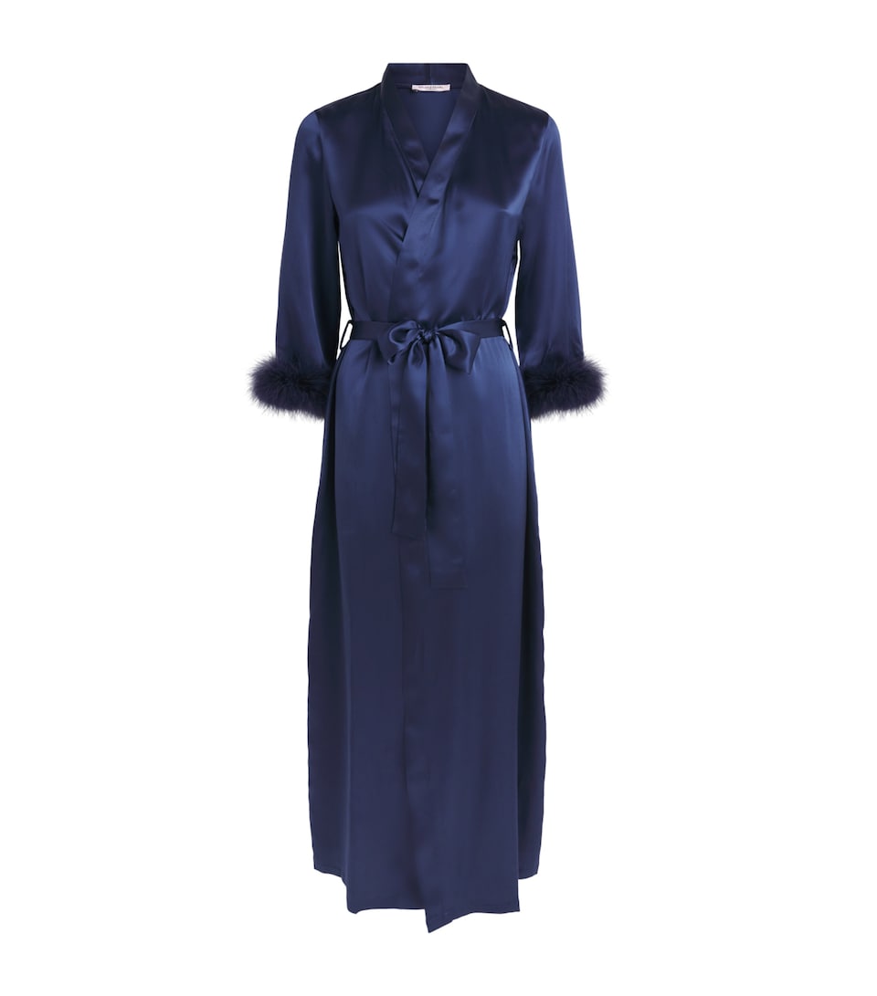 Gilda & Pearl Womens Silk Meet Me At Midnight Robe Sapphire