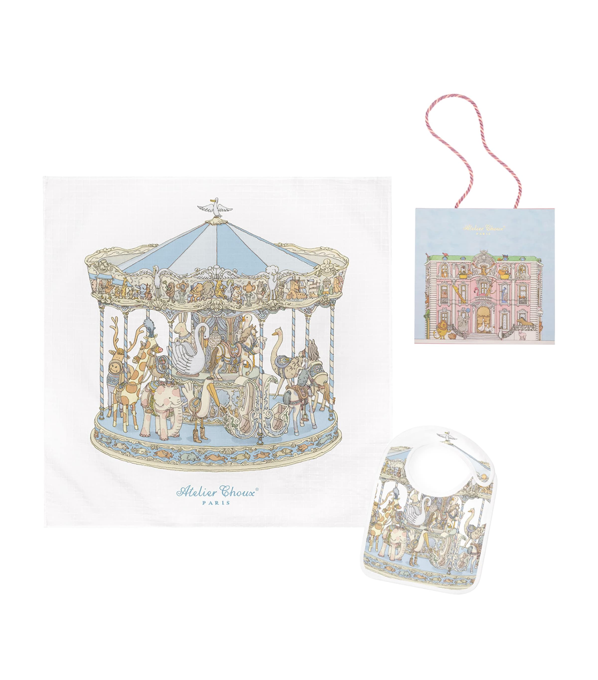 Carousel Blanket and Bib Set