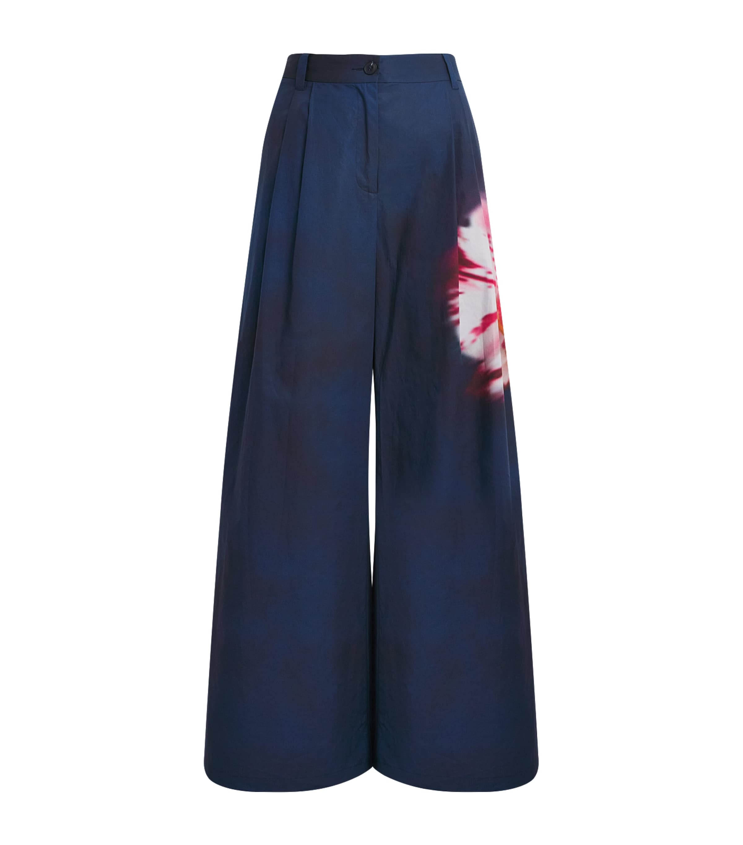 Cotton Floral Wide-Leg Trousers