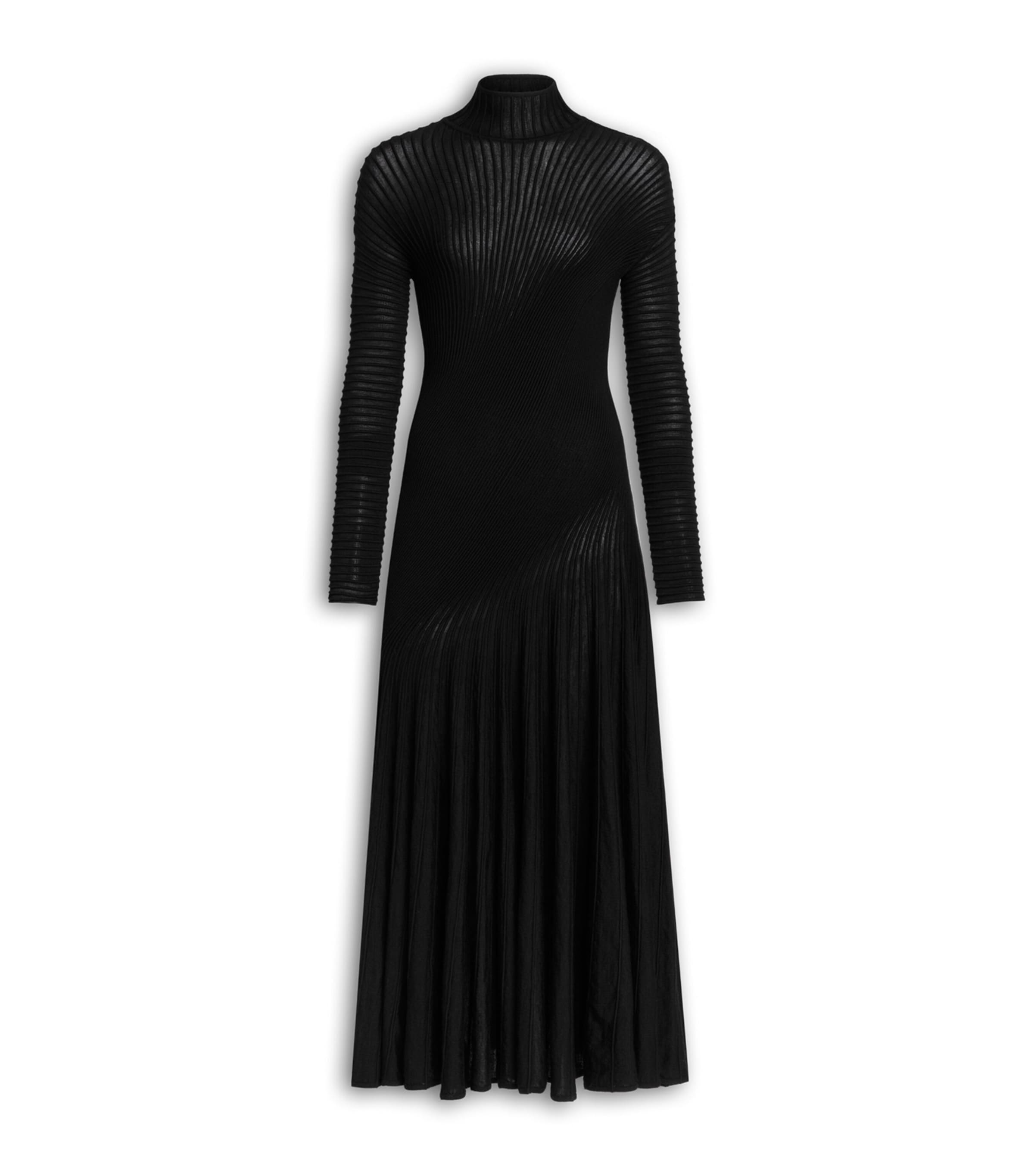 Alaïa Womens Wool-Blend Twisted Midi Dress Noir Alaia