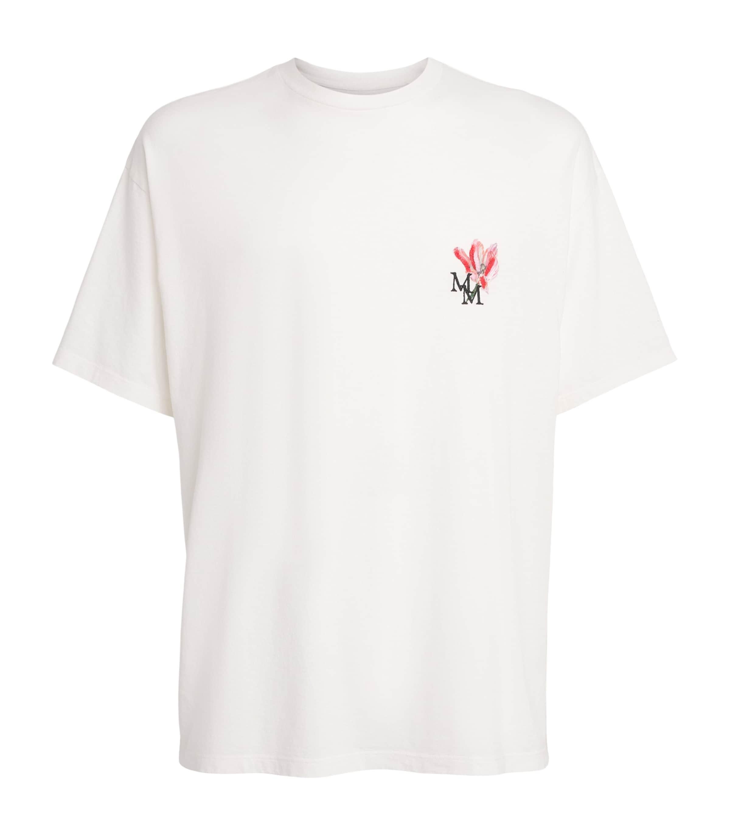 Maison Margiela Mens Cotton Embroidered Logo T-Shirt Off White