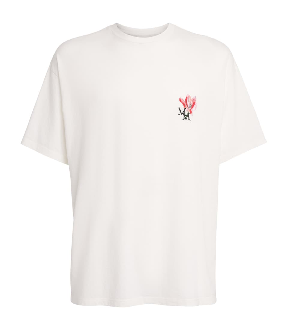 Maison Margiela Mens Cotton Embroidered Logo T-Shirt Off White