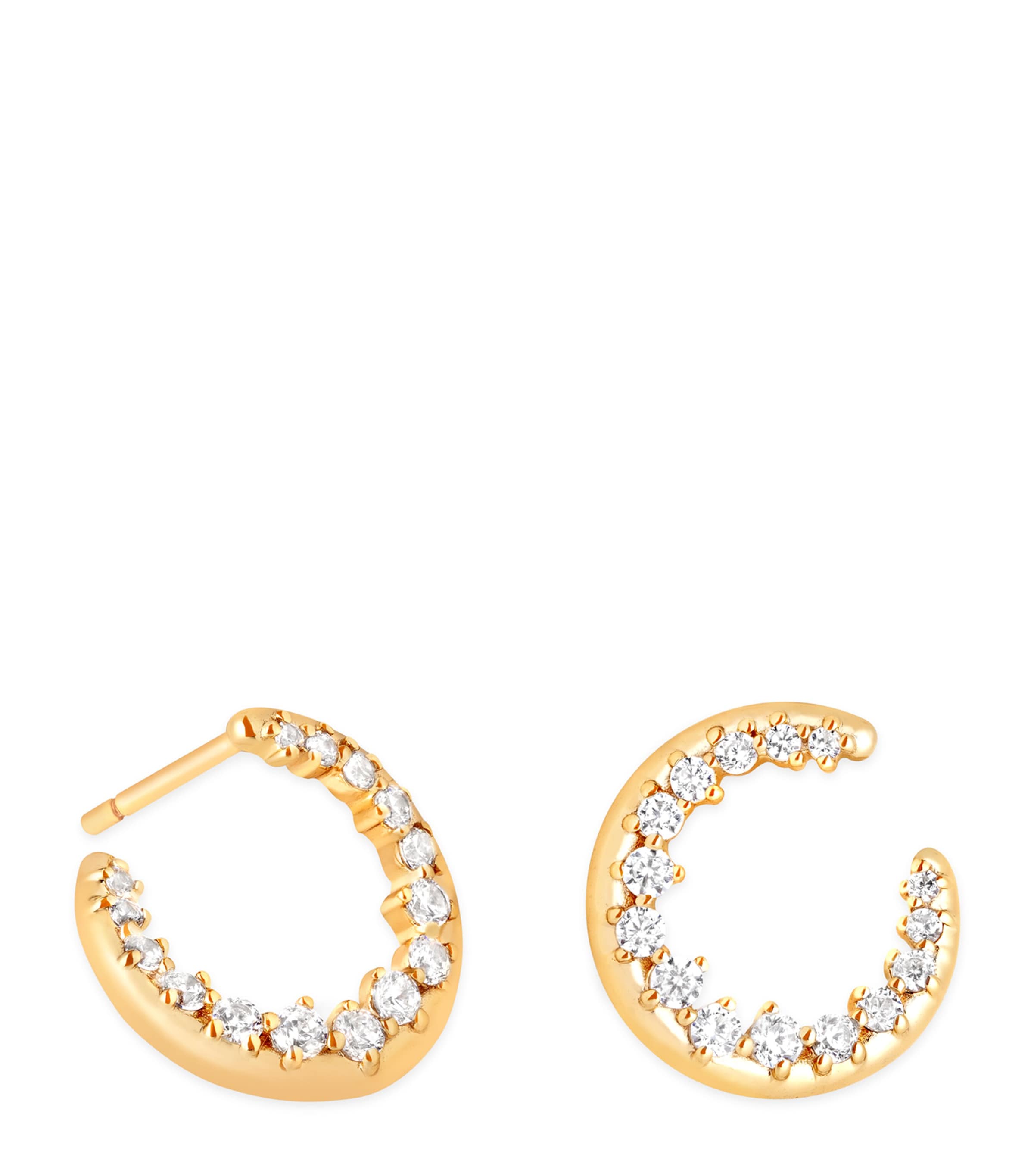 Yellow Gold-Plated Silver and Crystal Orbit Hoop Earrings