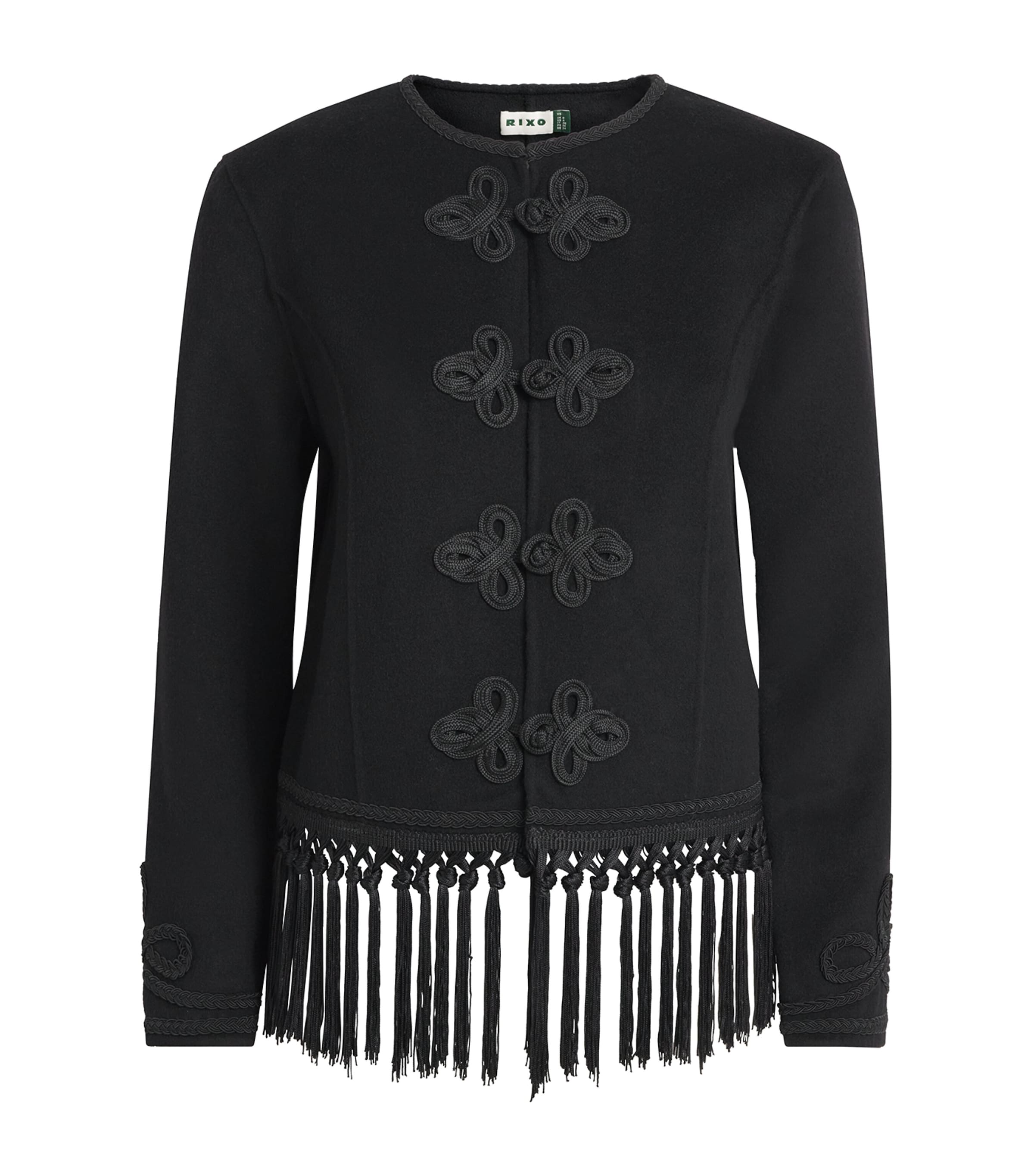Rixo Womens Inga Fringed Jacket Black