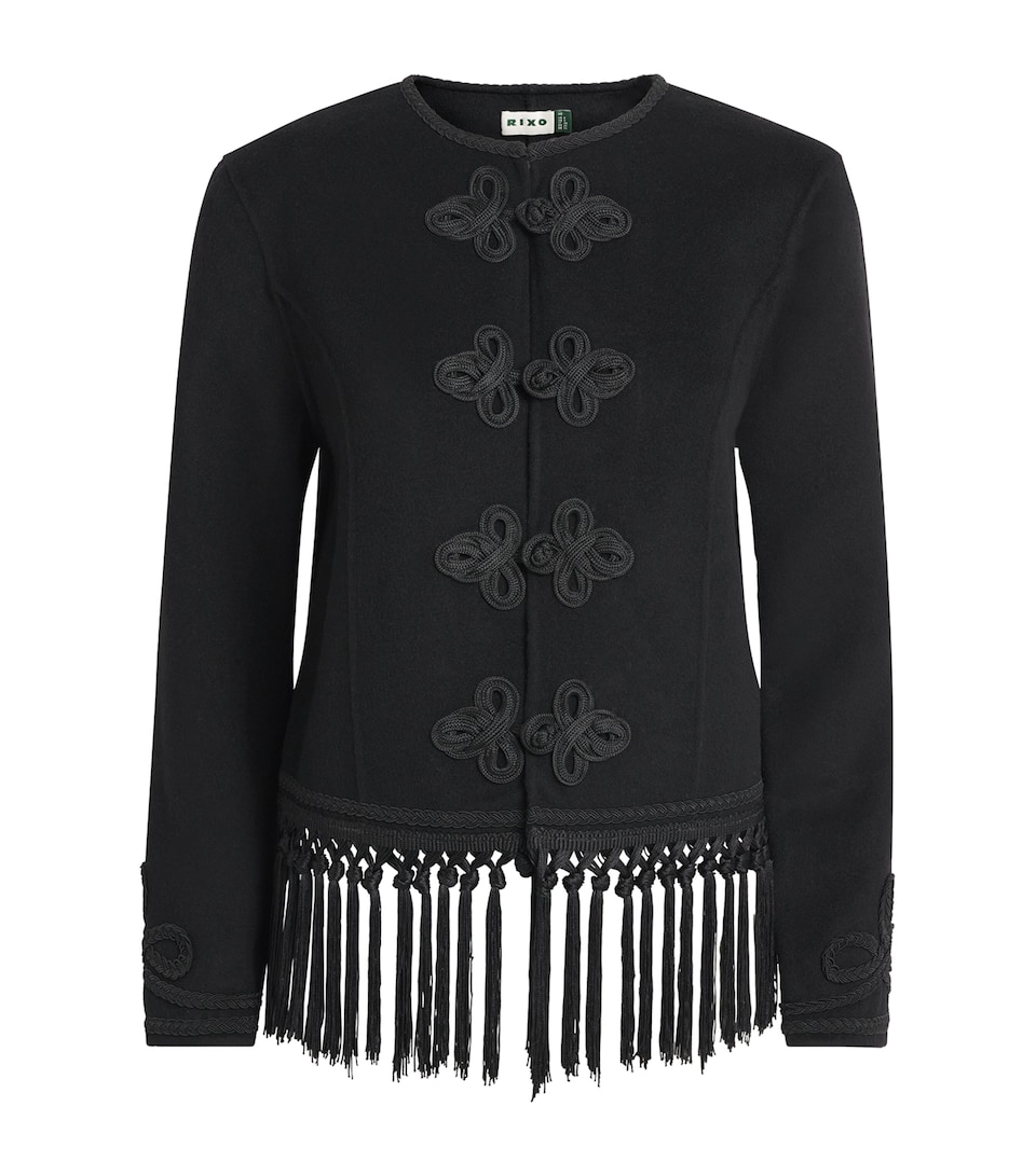 Rixo Womens Inga Fringed Jacket Black