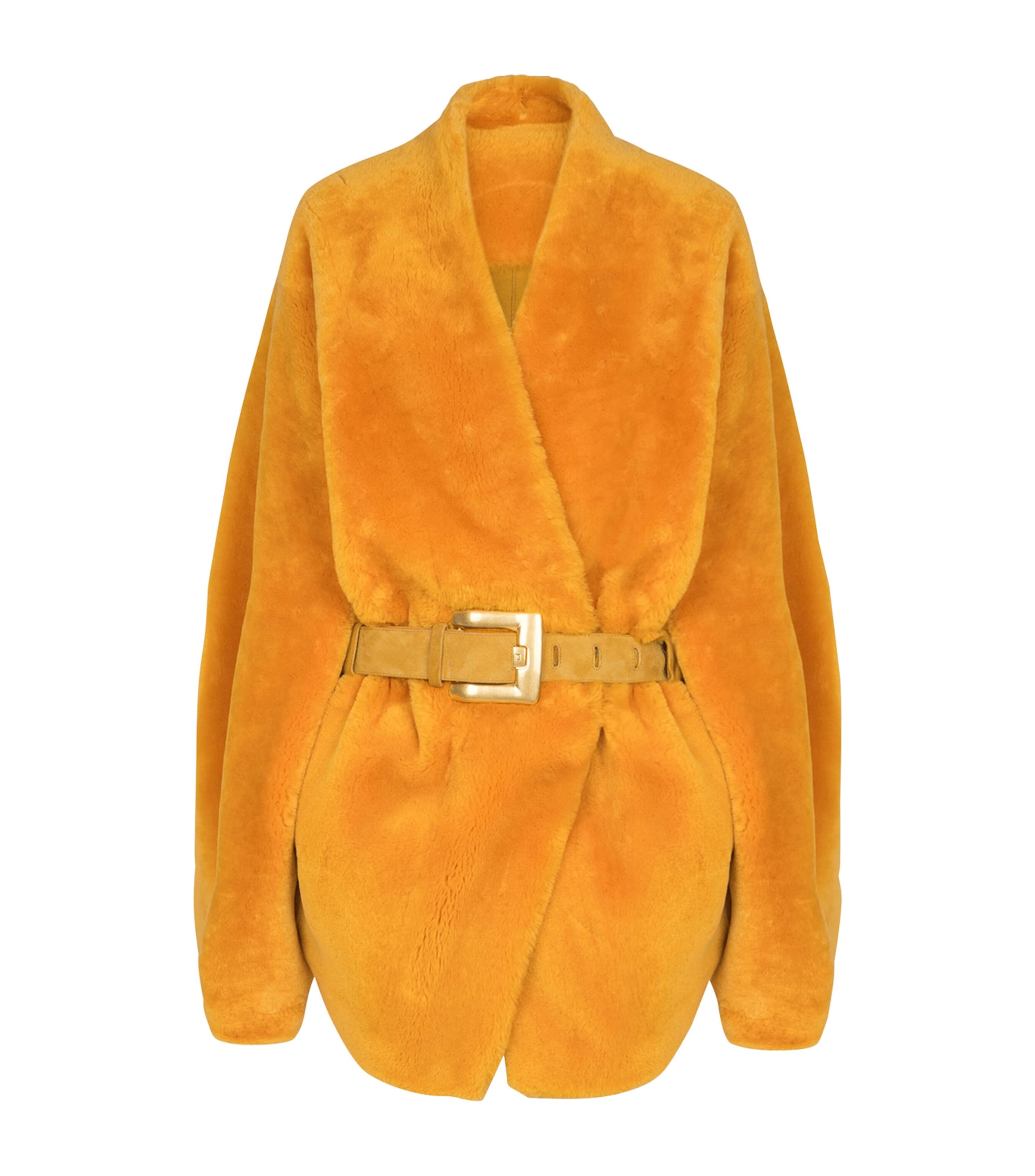 Shearling Belted Wrap Coat
