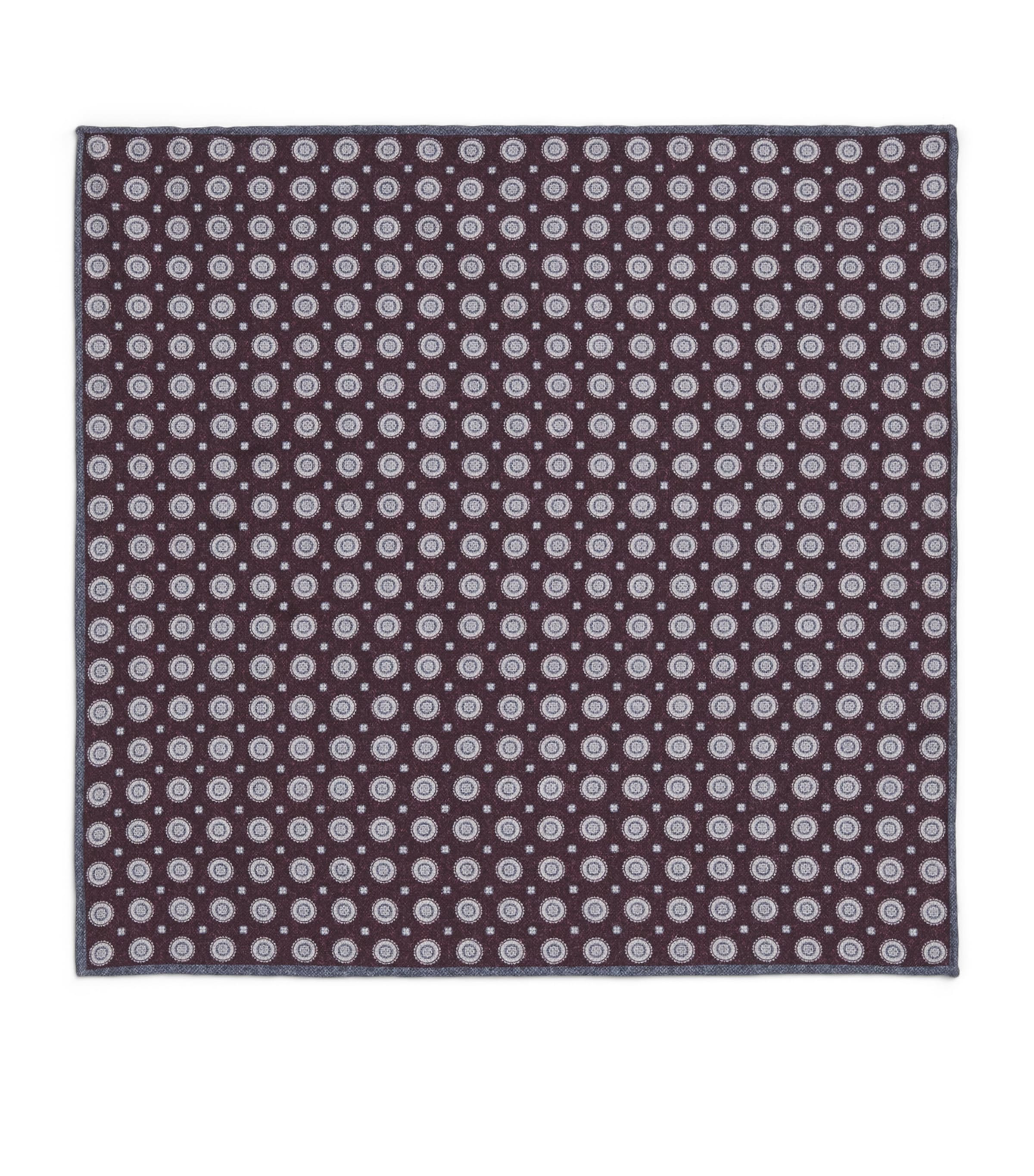 Eleventy Cotton-Wool Geometric Pocket Square Bordeaux, Azzurro E