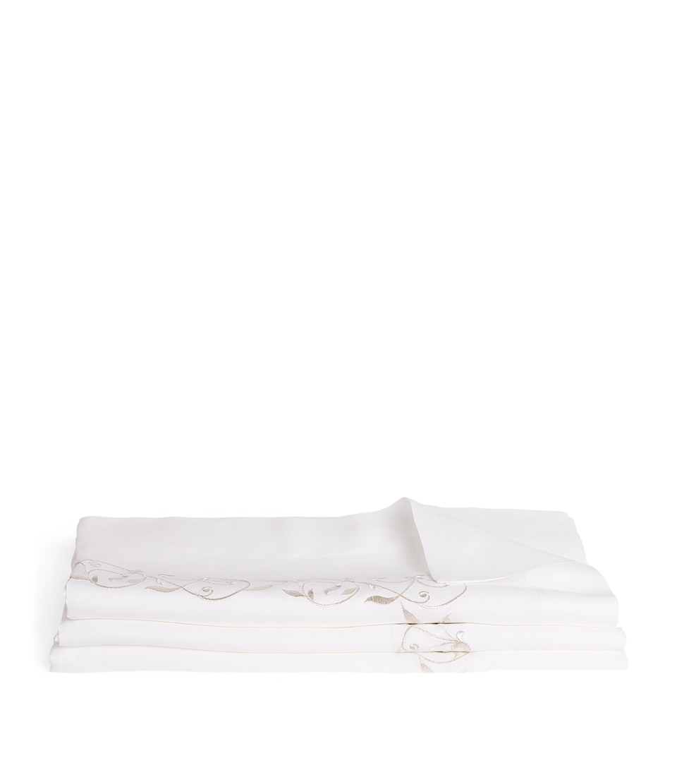 Linen Embroidered Scroll Tablecloth (170cm x 270cm)