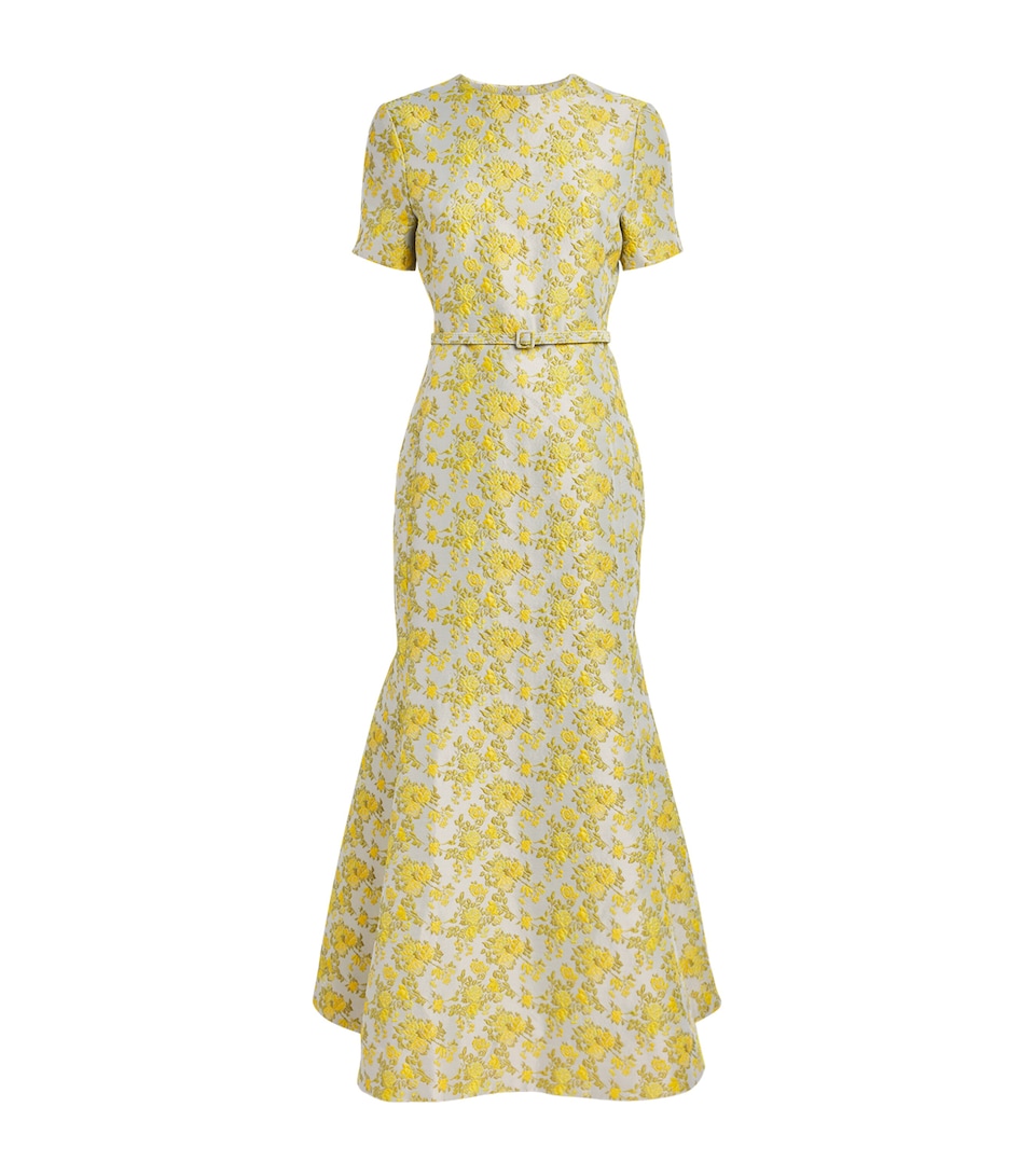 Simkhai Womens Floral Jacquard Caraline Midi Dress Buttercream