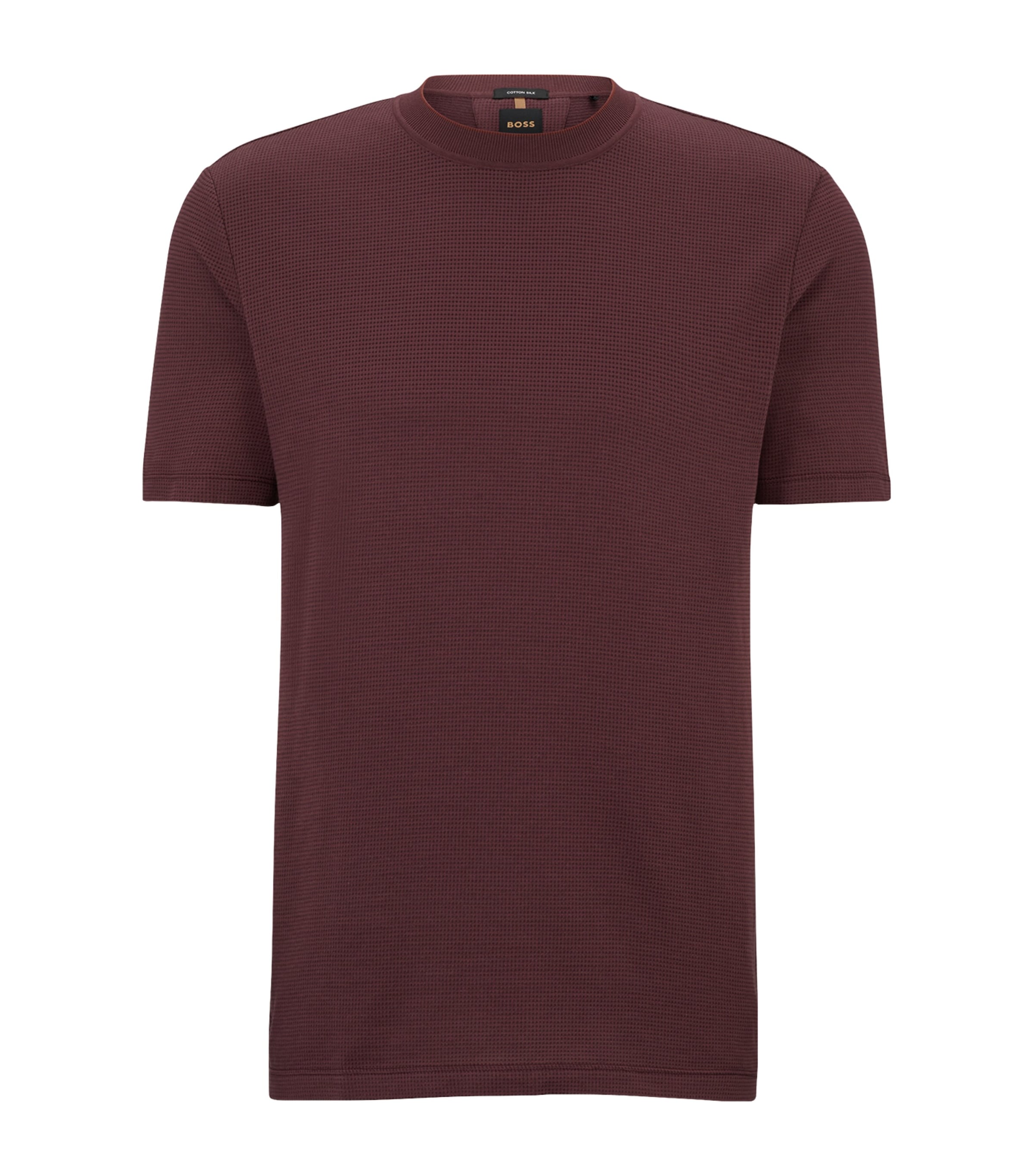 BOSS Mens Cotton-Silk Textured T-Shirt
